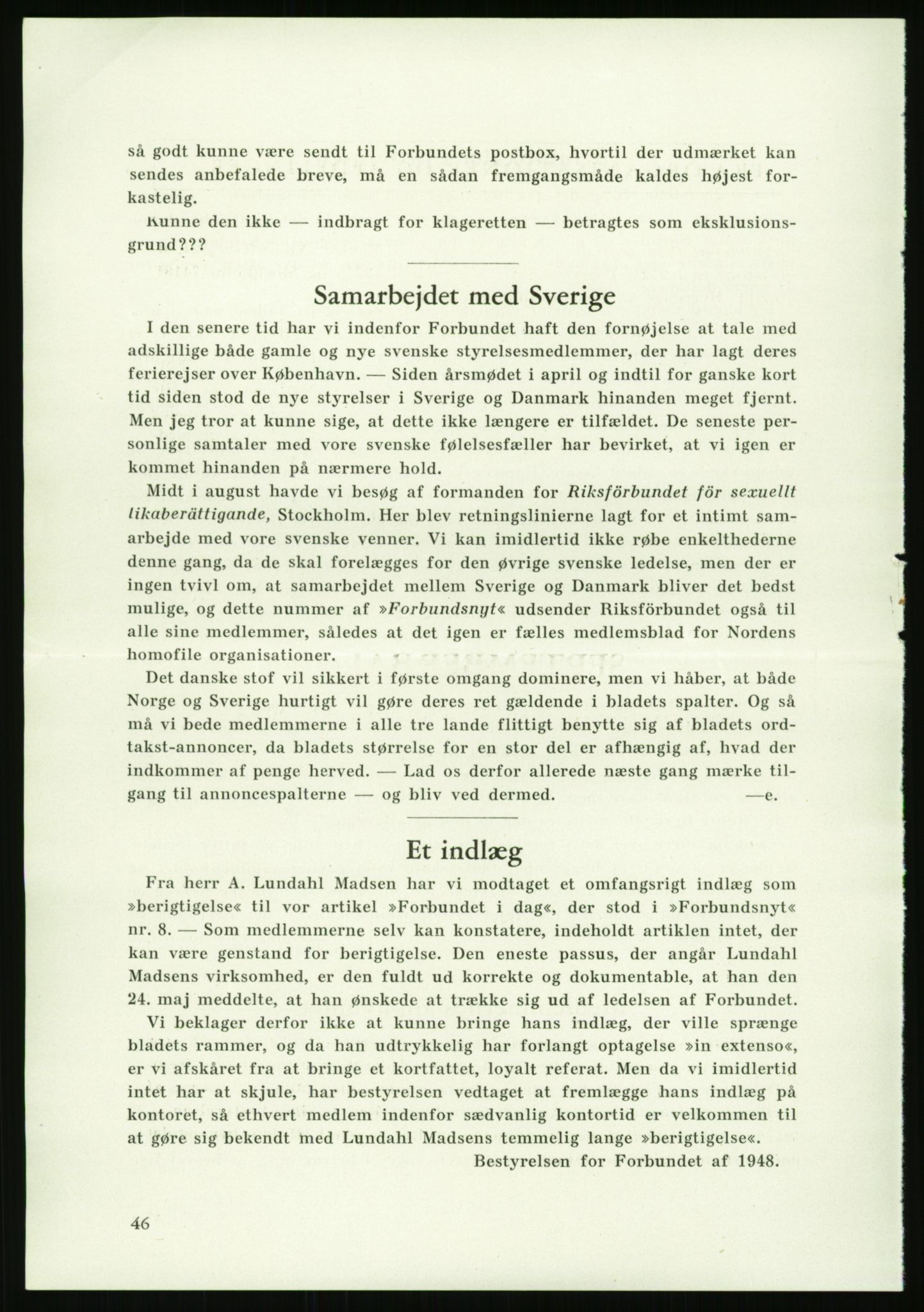 Det Norske Forbundet av 1948/Landsforeningen for Lesbisk og Homofil Frigjøring, AV/RA-PA-1216/E/Eb/L0001: Intern informasjon, 1952-1991, s. 10