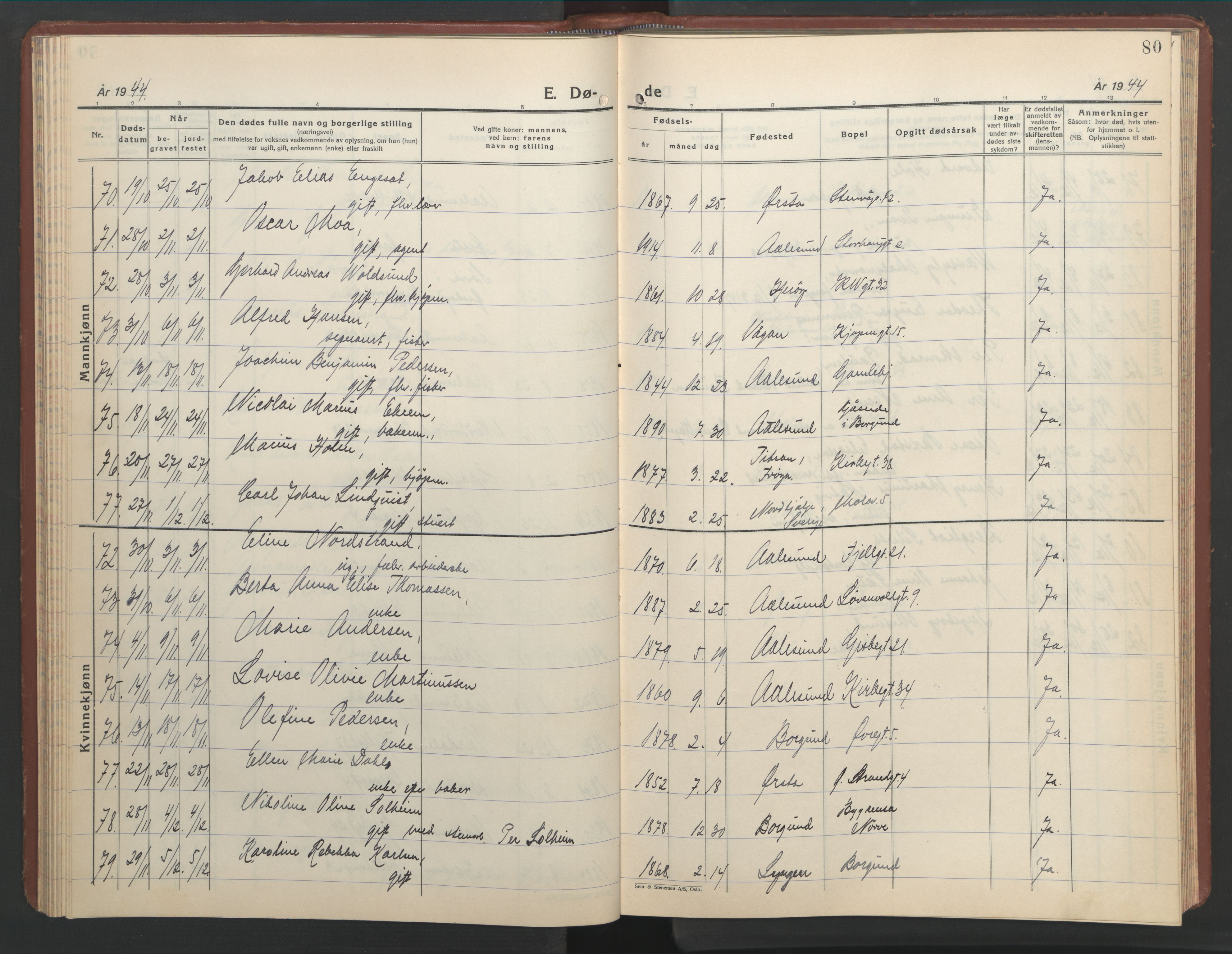 Ministerialprotokoller, klokkerbøker og fødselsregistre - Møre og Romsdal, AV/SAT-A-1454/529/L0478: Klokkerbok nr. 529C15, 1938-1951, s. 80