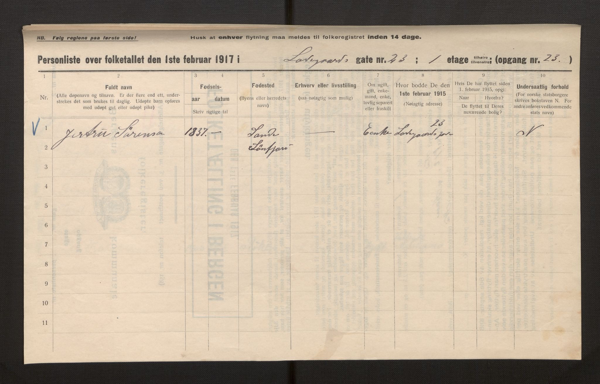 SAB, Kommunal folketelling 1917 for Bergen kjøpstad, 1917, s. 20514