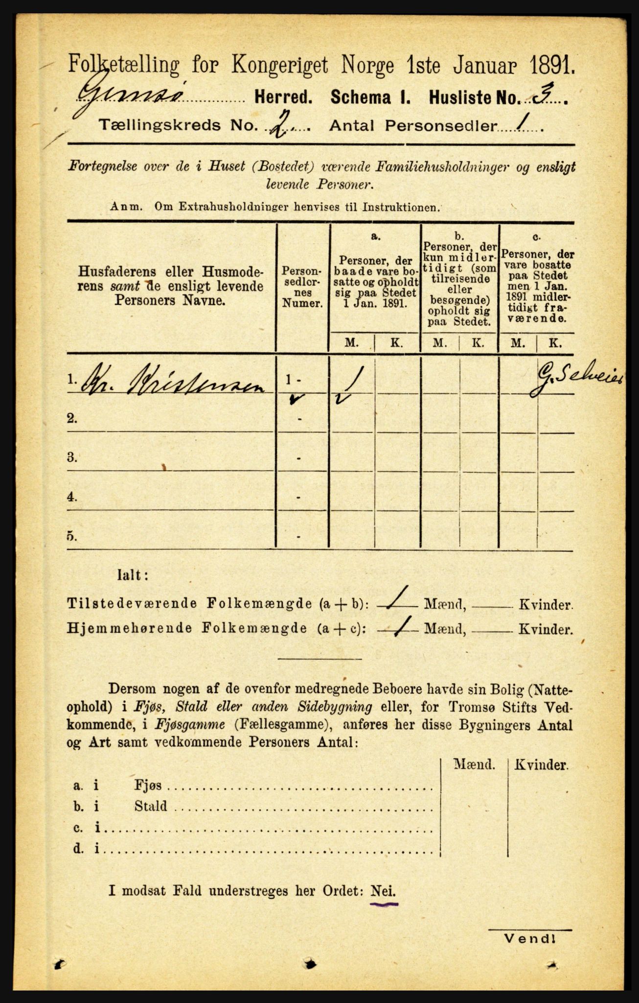 RA, Folketelling 1891 for 1864 Gimsøy herred, 1891, s. 292