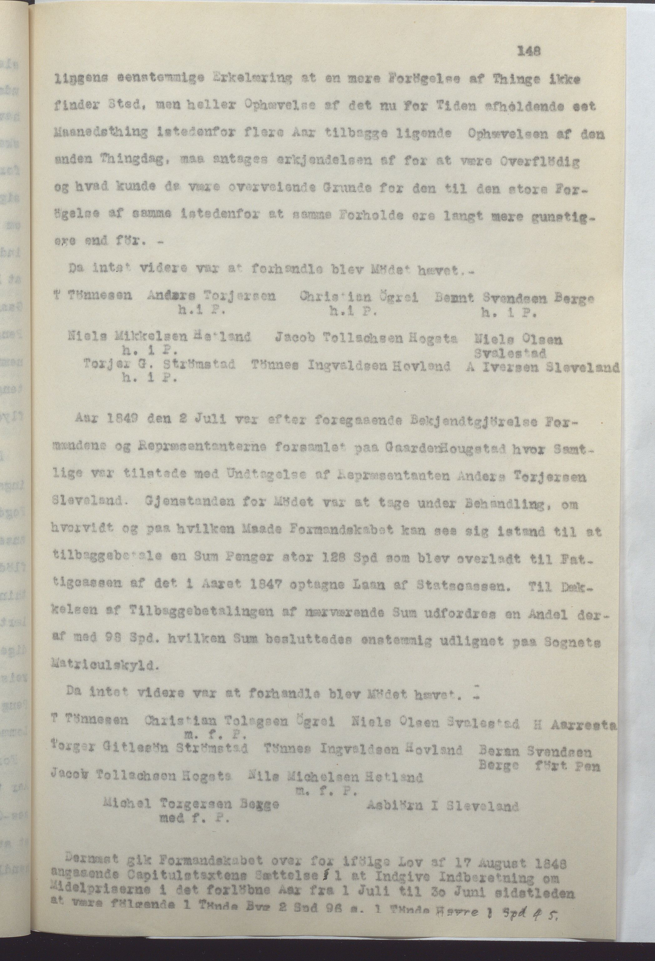 Helleland kommune - Formannskapet, IKAR/K-100479/A/Ab/L0001: Avskrift av møtebok, 1837-1866, s. 148