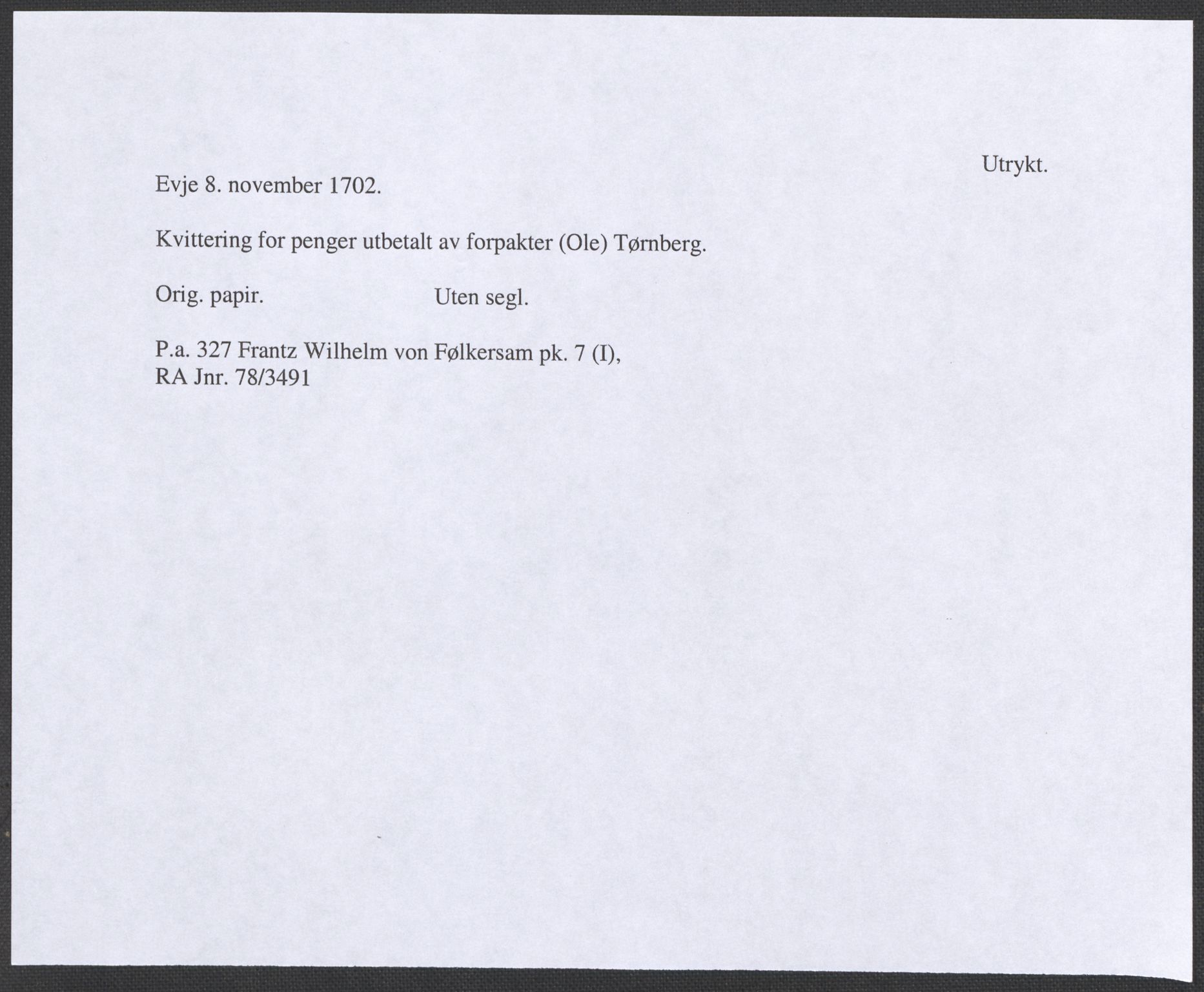 Riksarkivets diplomsamling, AV/RA-EA-5965/F12/L0004: Pk. 7 (I), 1490-1729, s. 130