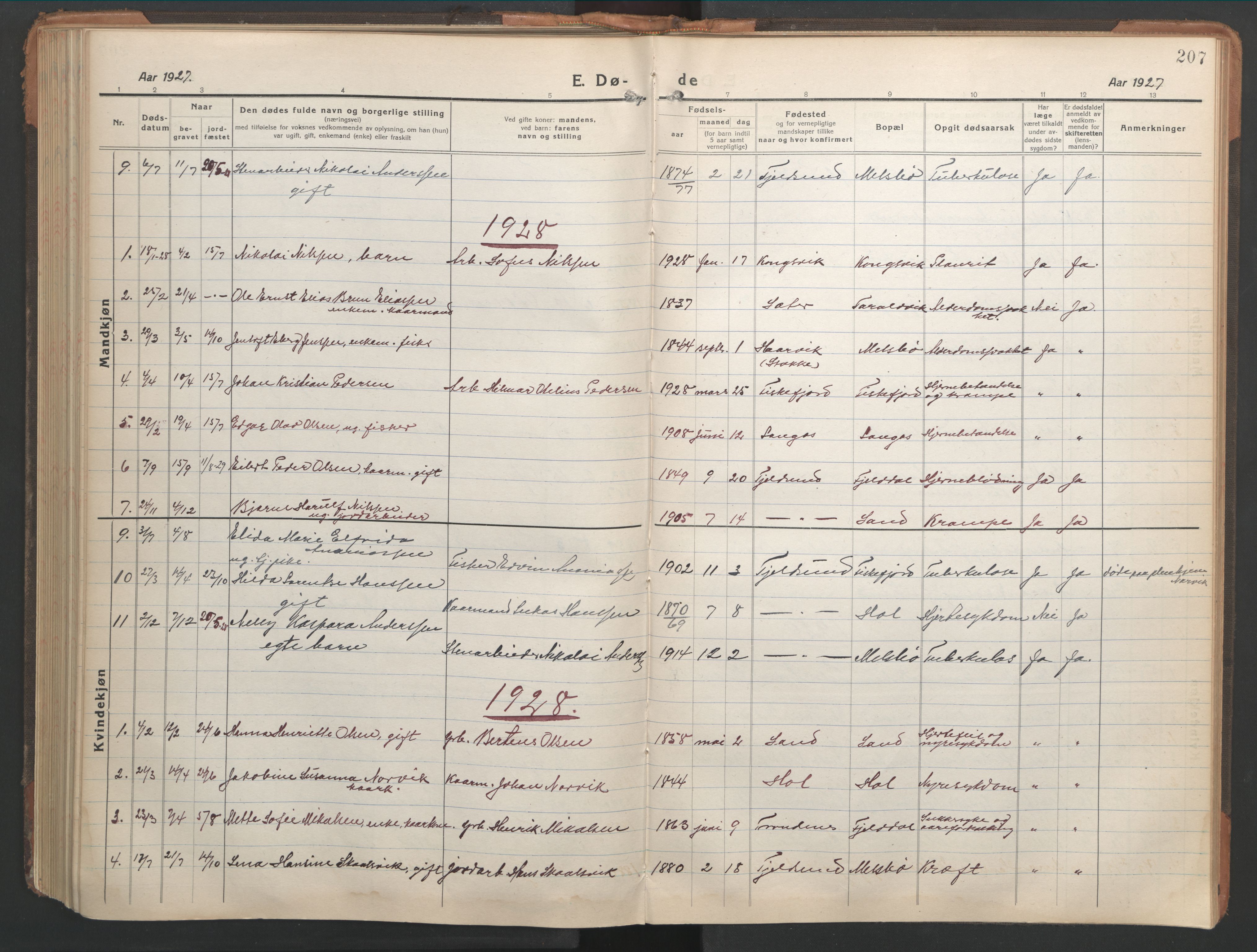 Ministerialprotokoller, klokkerbøker og fødselsregistre - Nordland, AV/SAT-A-1459/865/L0933: Klokkerbok nr. 865C05, 1917-1947, s. 207