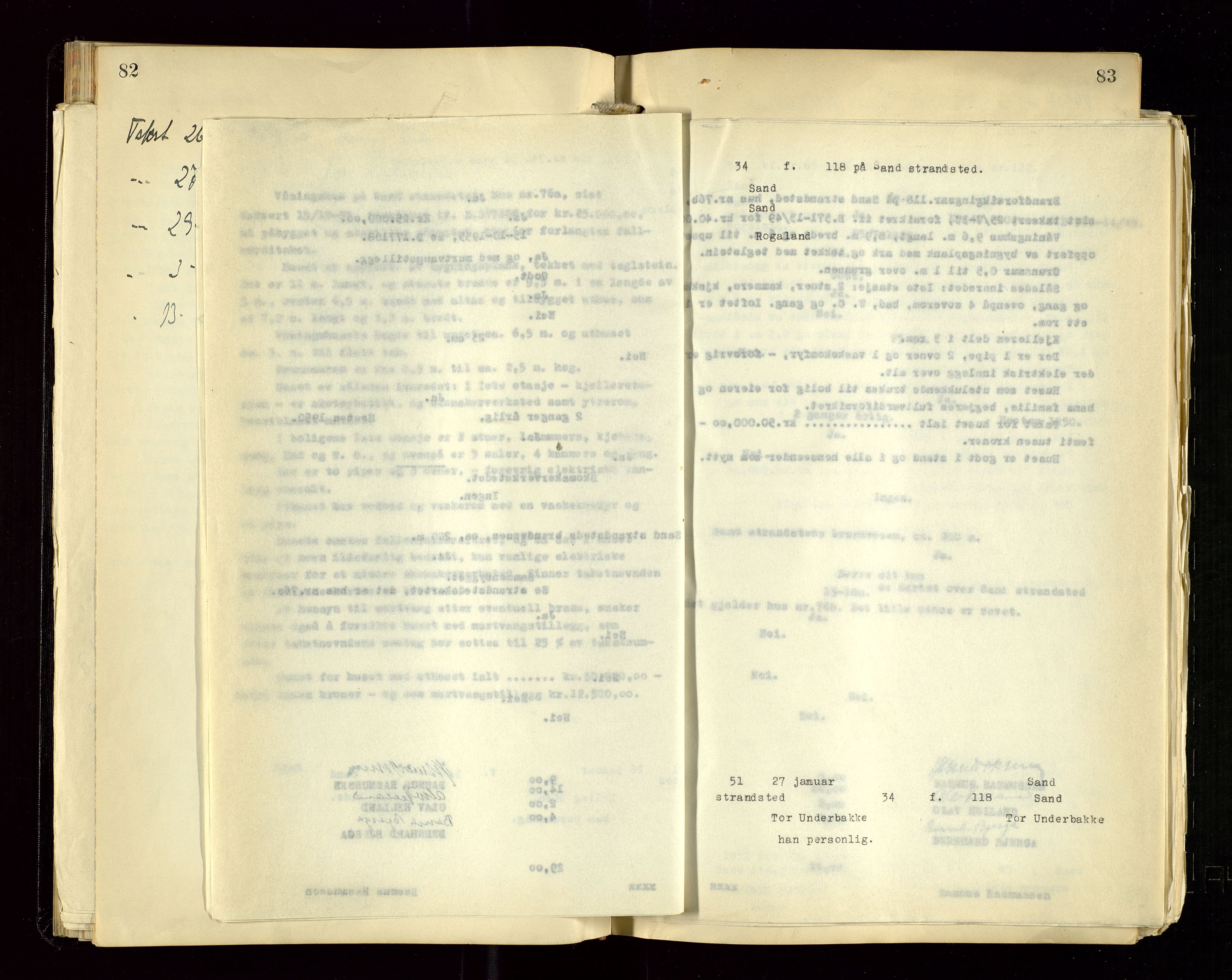 Sand lensmannskontor, AV/SAST-A-100415/Gob/L0004: Branntakstprotokoll, 1937-1955, s. 82-83
