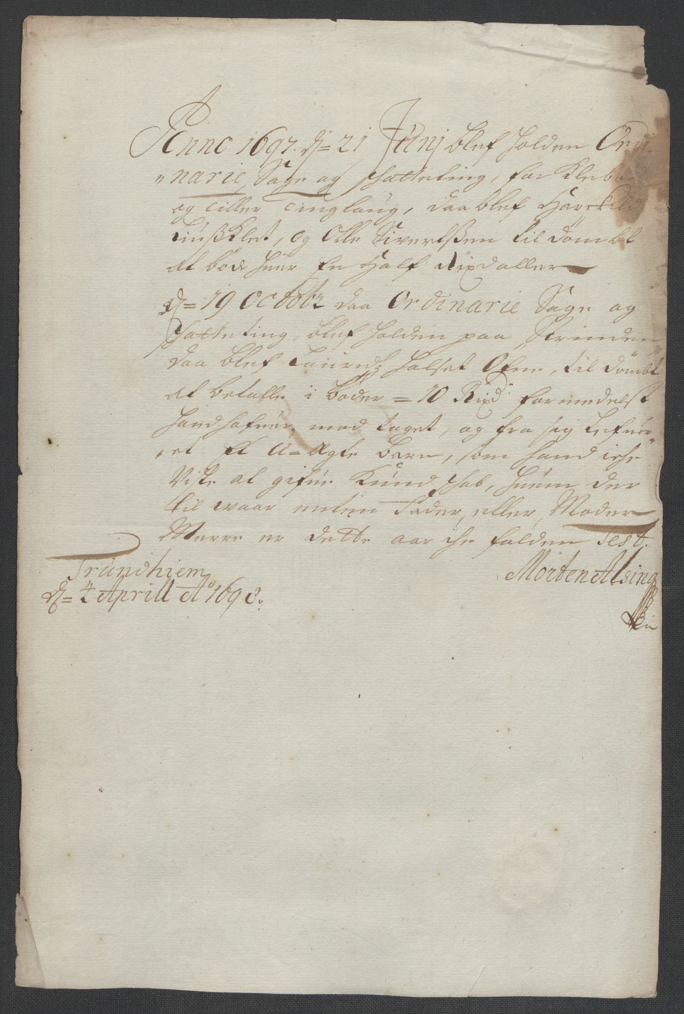 Rentekammeret inntil 1814, Reviderte regnskaper, Fogderegnskap, AV/RA-EA-4092/R61/L4106: Fogderegnskap Strinda og Selbu, 1696-1697, s. 228