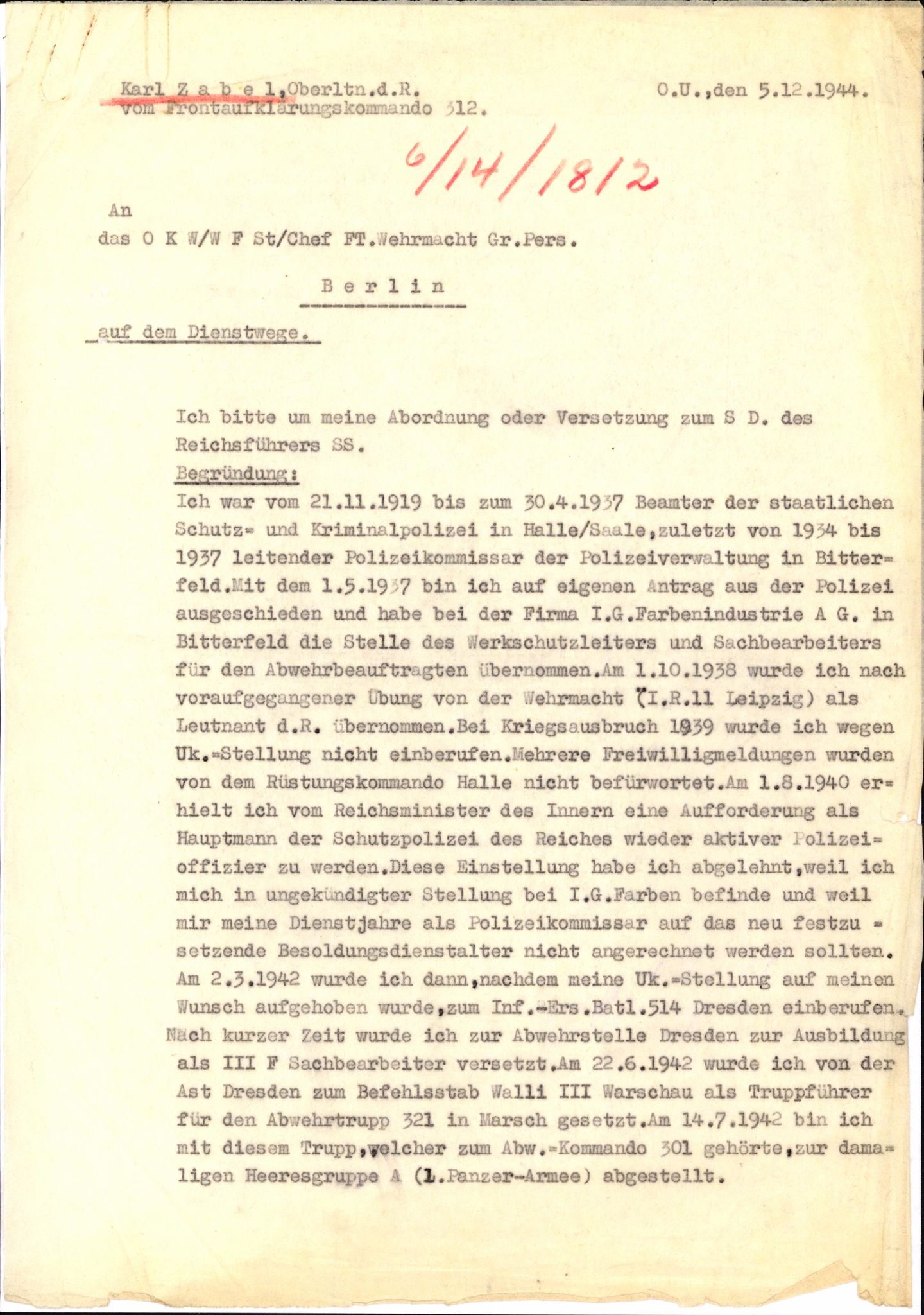 Forsvaret, Forsvarets overkommando II, AV/RA-RAFA-3915/D/Db/L0037: CI Questionaires. Tyske okkupasjonsstyrker i Norge. Tyskere., 1945-1946, s. 27