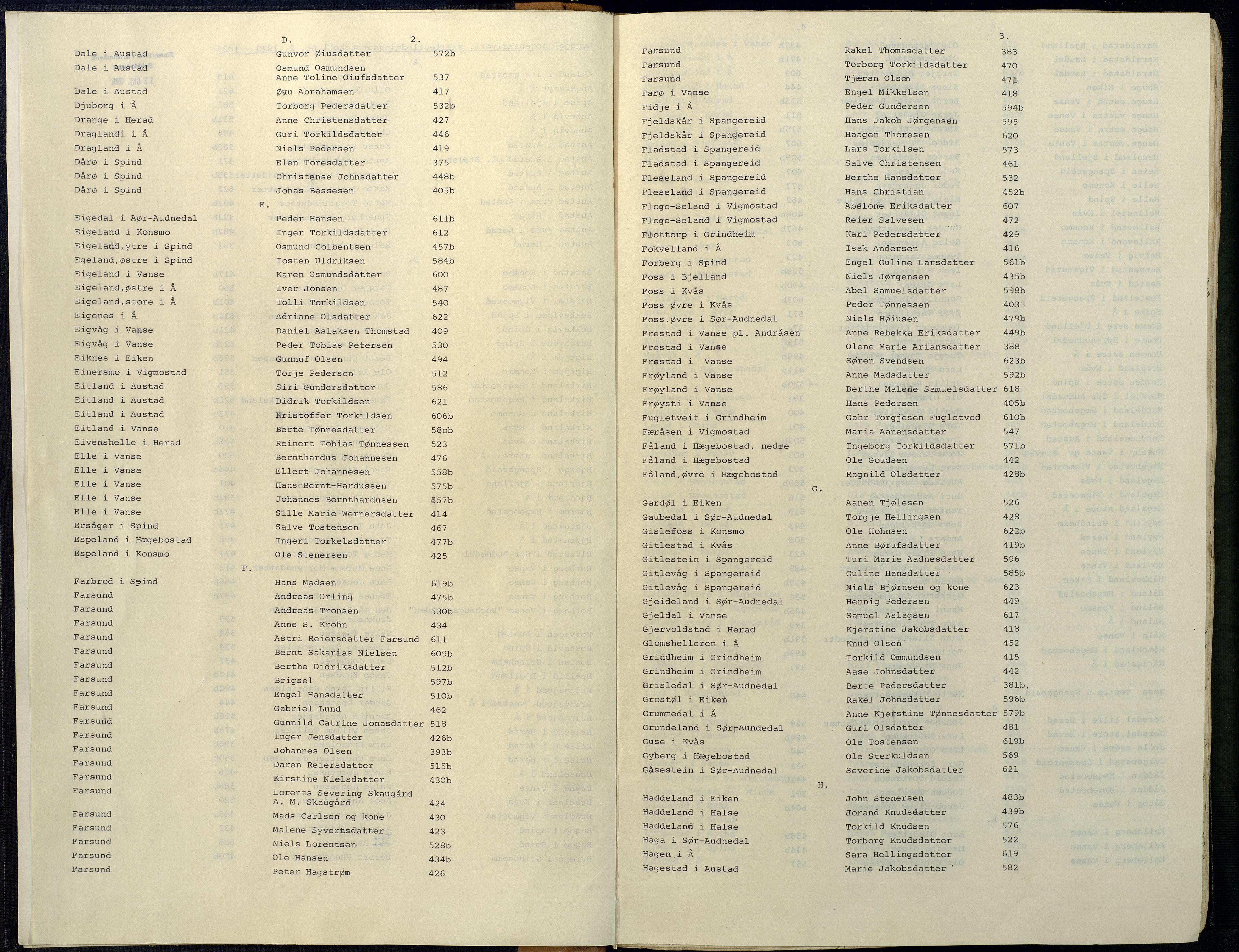 Lyngdal sorenskriveri, SAK/1221-0004/H/Hc/L0890: Skifteutlodningsprotokoll med register nr. 2, 1820-1829, s. 2-3