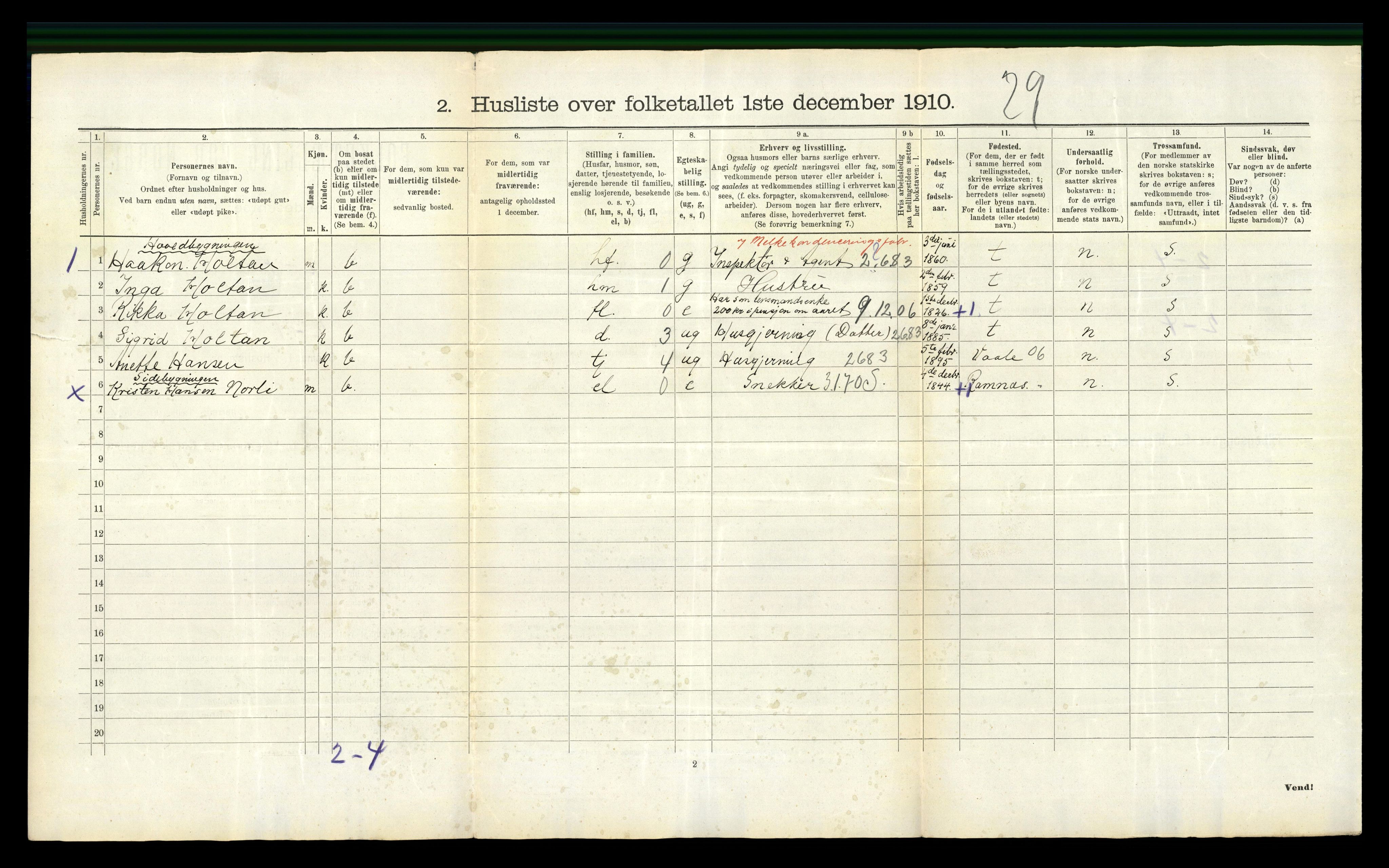 RA, Folketelling 1910 for 0715 Botne herred, 1910, s. 43
