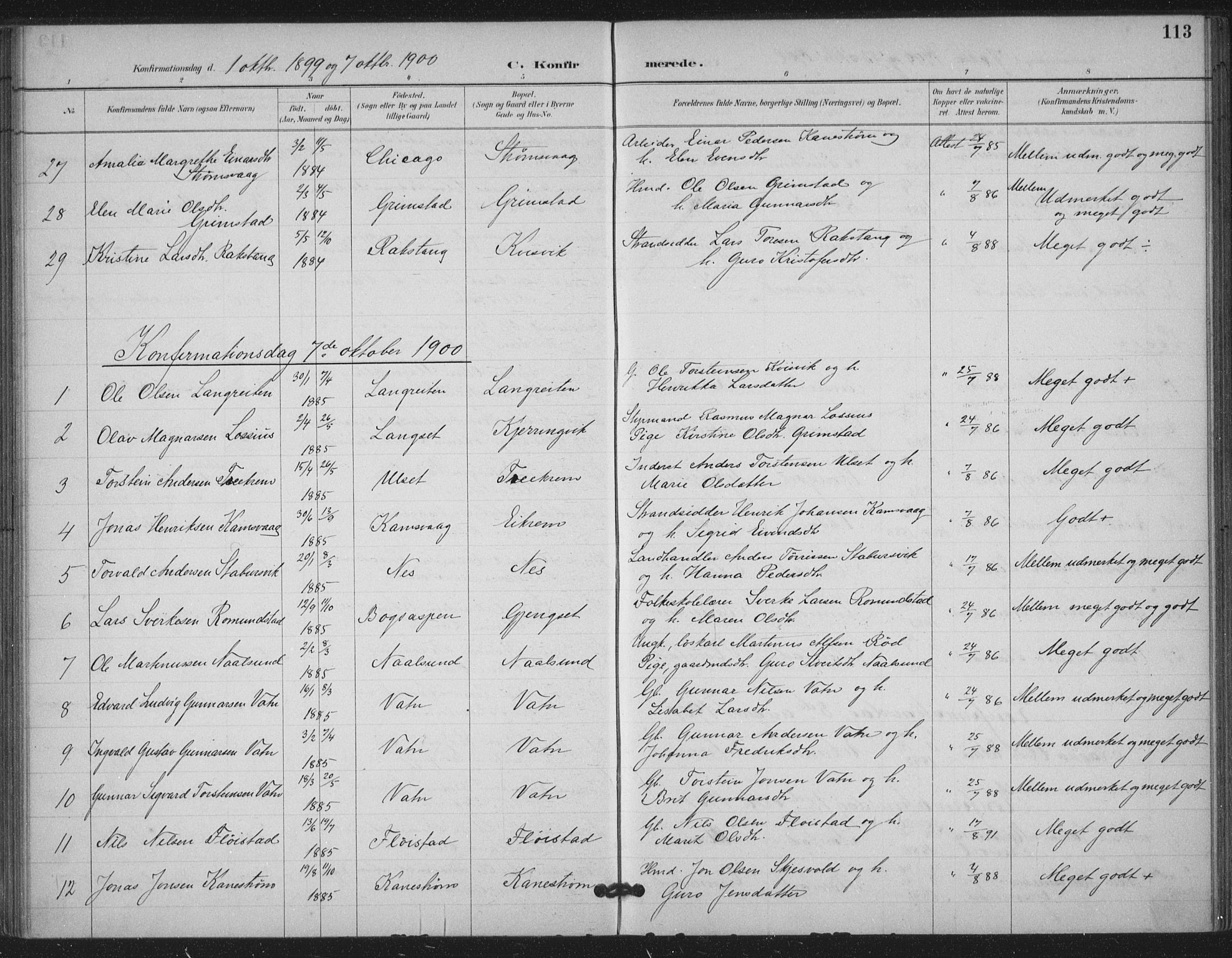 Ministerialprotokoller, klokkerbøker og fødselsregistre - Møre og Romsdal, AV/SAT-A-1454/587/L1000: Ministerialbok nr. 587A02, 1887-1910, s. 113