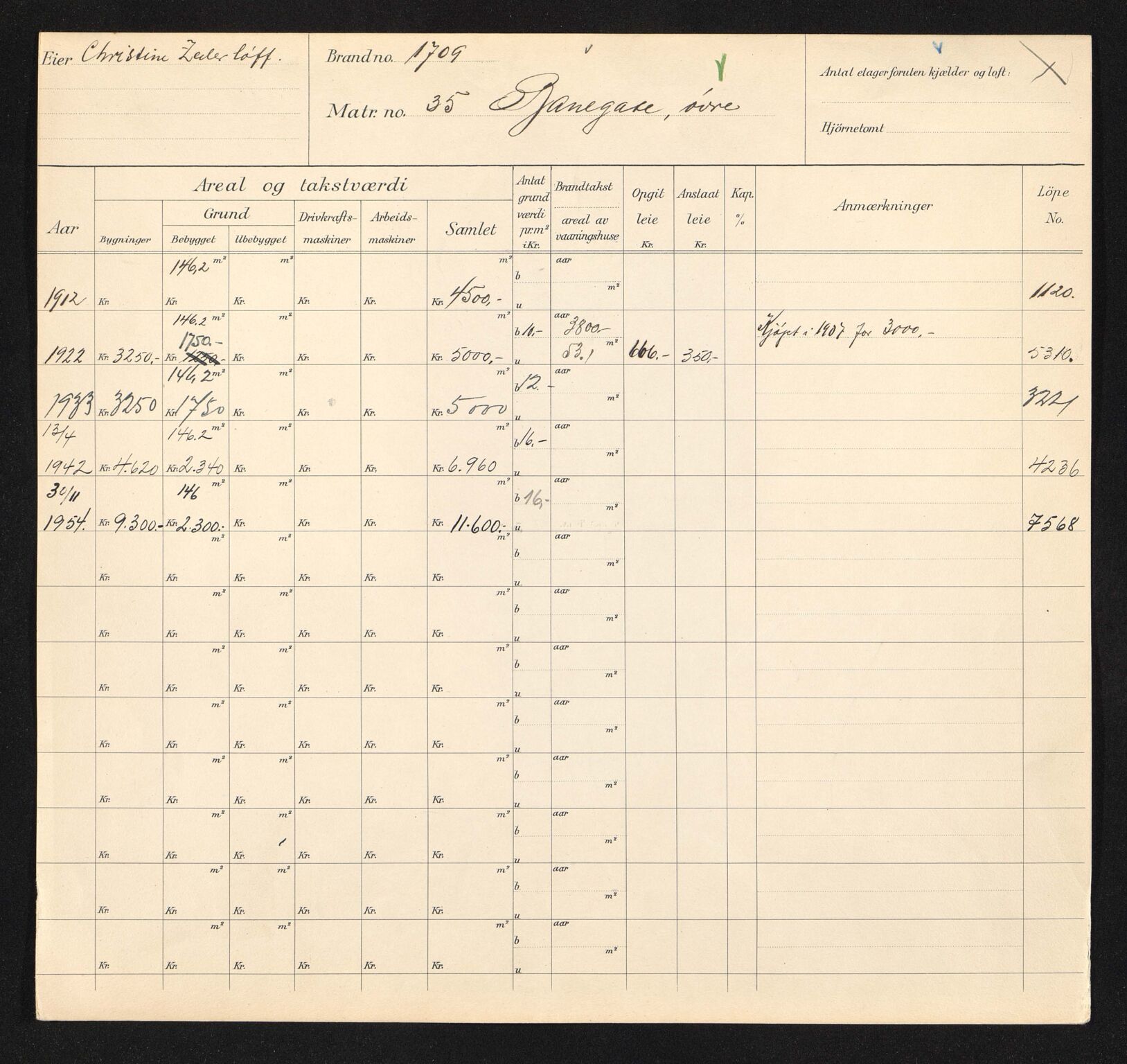 Stavanger kommune. Skattetakstvesenet, BYST/A-0440/F/Fa/Faa/L0046/0007: Skattetakstkort / Øvre banegate 29 - Øvre Dalgate - Øvre Holmegate 11