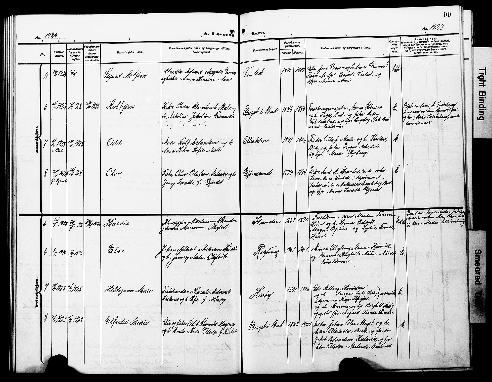 Ministerialprotokoller, klokkerbøker og fødselsregistre - Møre og Romsdal, SAT/A-1454/566/L0774: Klokkerbok nr. 566C03, 1910-1929, s. 99