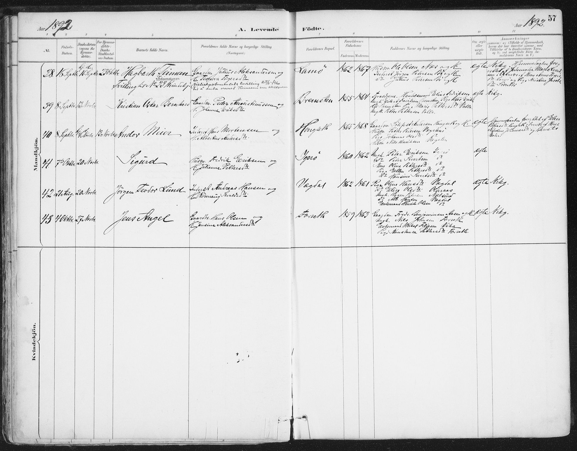 Ministerialprotokoller, klokkerbøker og fødselsregistre - Nordland, AV/SAT-A-1459/816/L0244: Ministerialbok nr. 816A10, 1886-1903, s. 57