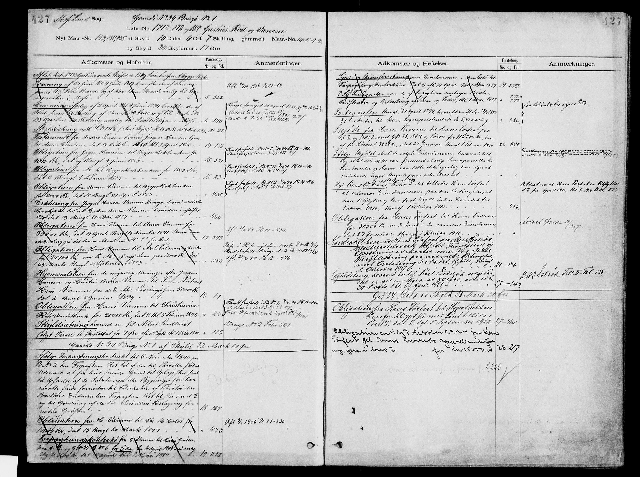 Moss sorenskriveri, SAO/A-10168: Panteregister nr. IV 3b, 1769-1926, s. 427