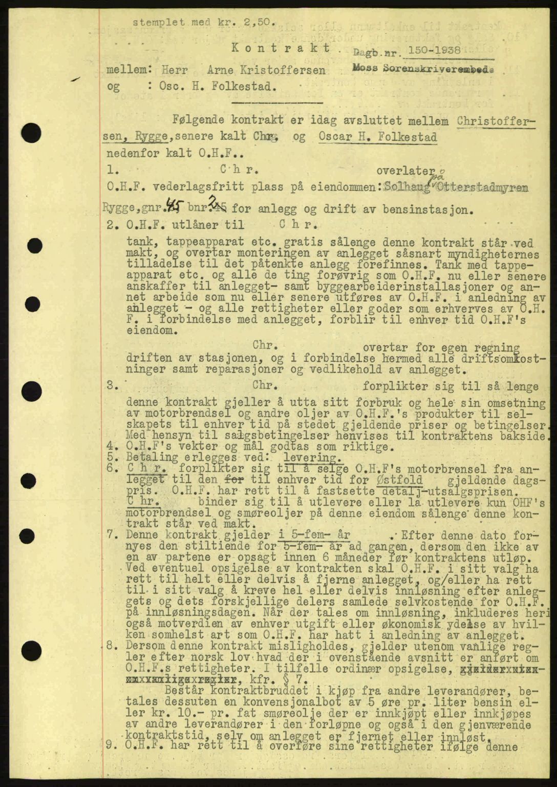 Moss sorenskriveri, SAO/A-10168: Pantebok nr. B4, 1937-1938, Dagboknr: 150/1938