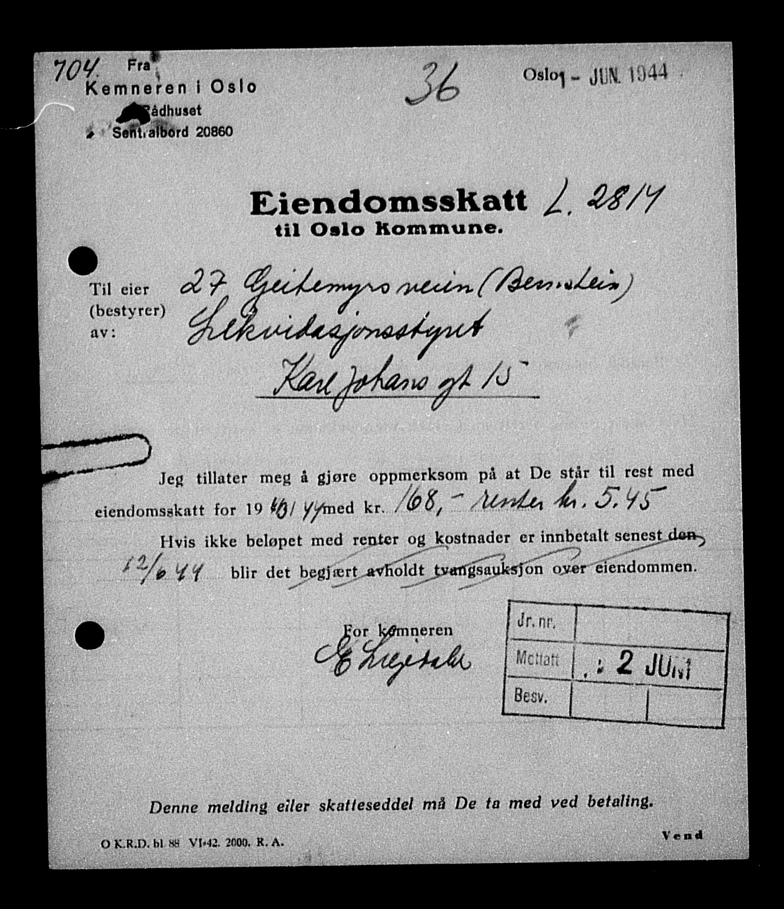 Justisdepartementet, Tilbakeføringskontoret for inndratte formuer, AV/RA-S-1564/H/Hc/Hcc/L0923: --, 1945-1947, s. 9