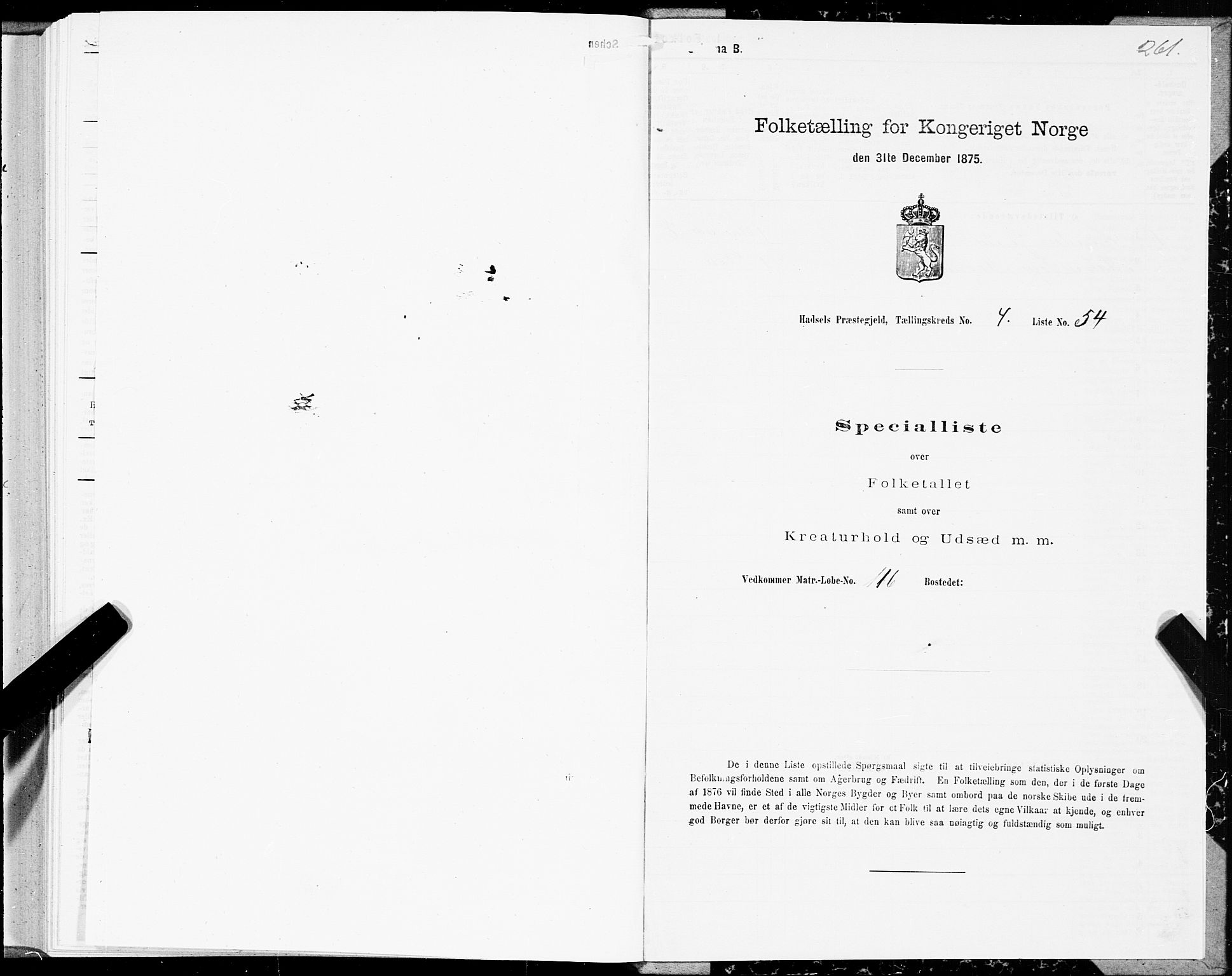 SAT, Folketelling 1875 for 1866P Hadsel prestegjeld, 1875, s. 2261