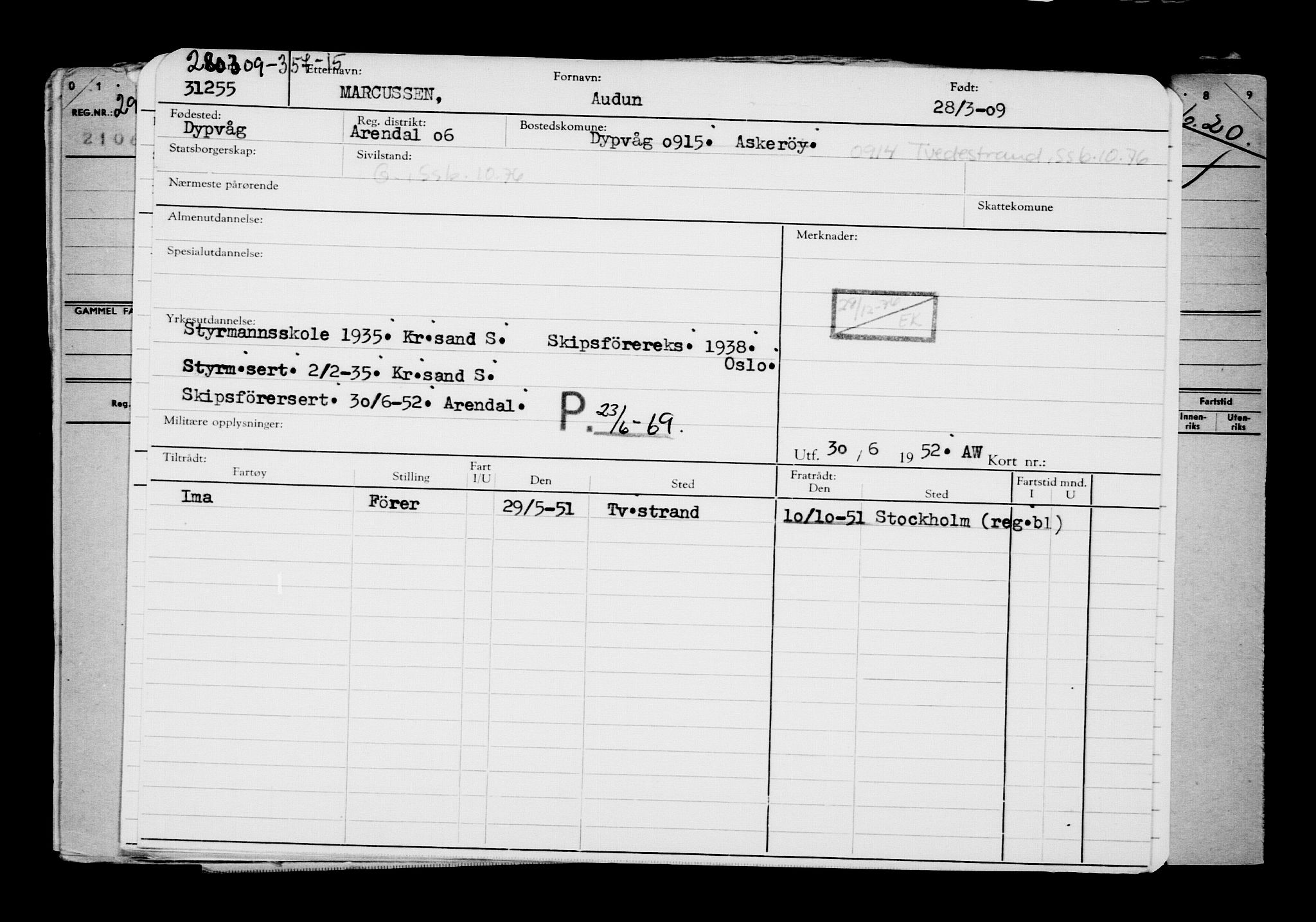 Direktoratet for sjømenn, AV/RA-S-3545/G/Gb/L0082: Hovedkort, 1909, s. 425