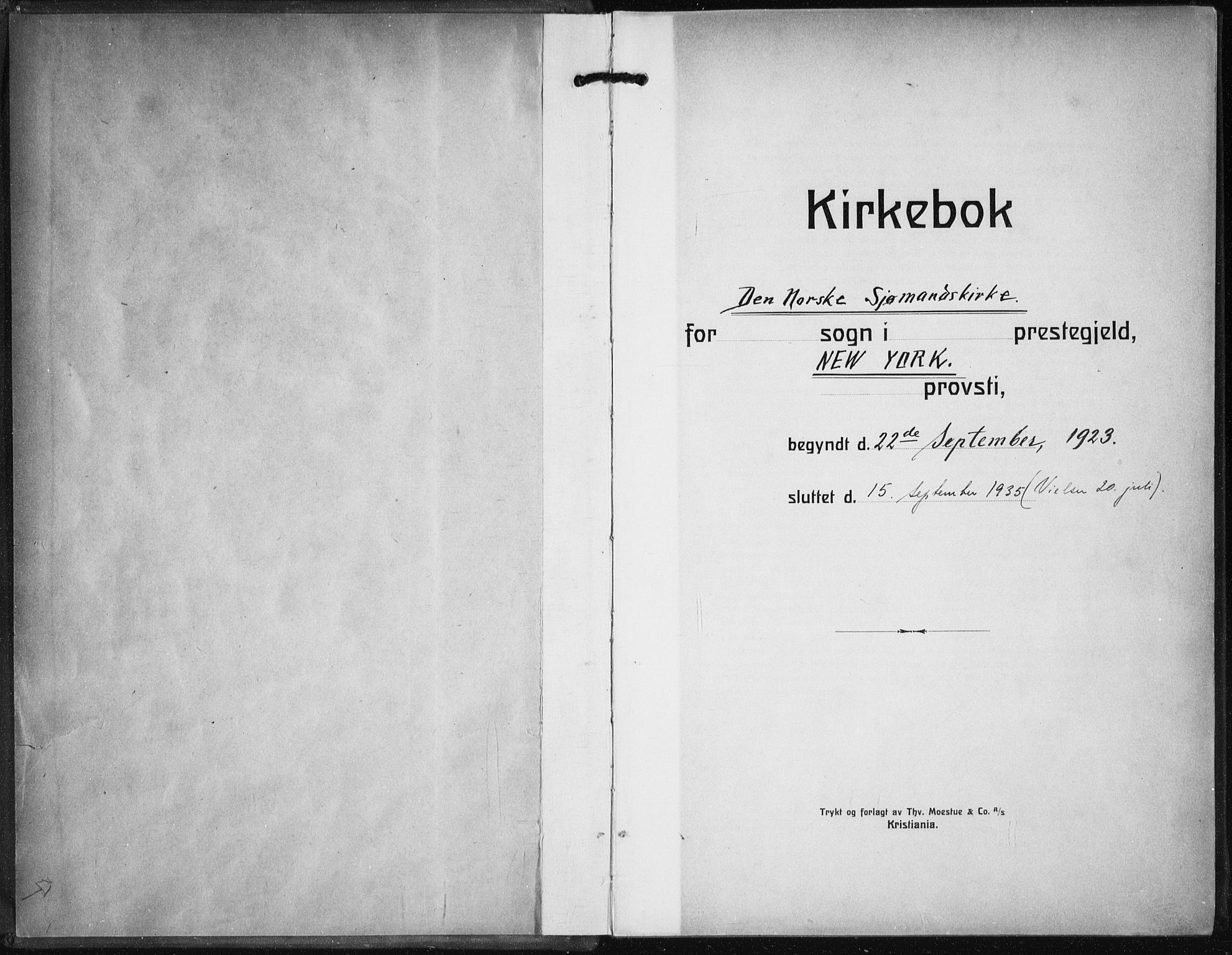 Den norske sjømannsmisjon i utlandet/New York, SAB/SAB/PA-0110/H/Ha/L0008: Ministerialbok nr. A 8, 1923-1935