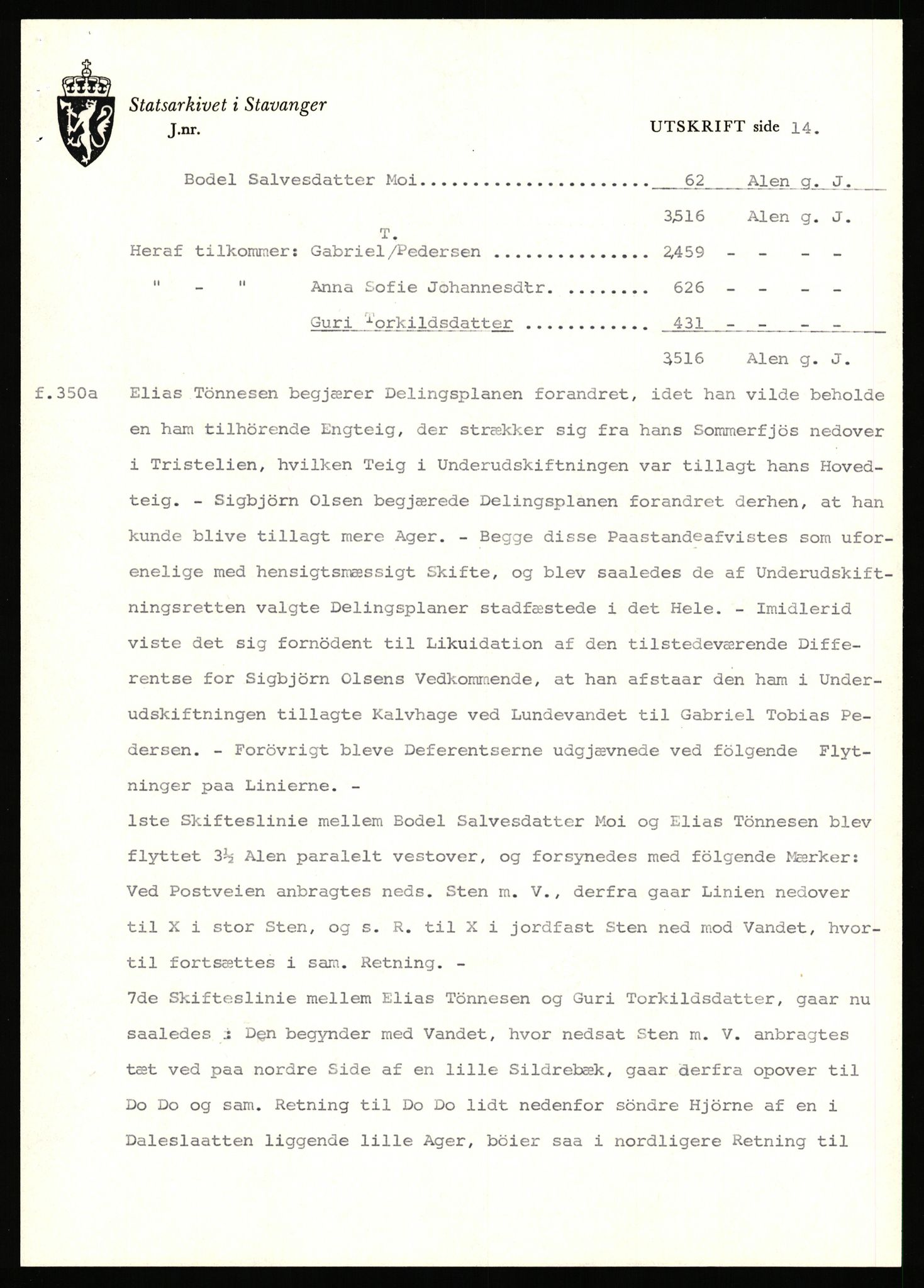 Statsarkivet i Stavanger, AV/SAST-A-101971/03/Y/Yj/L0029: Avskrifter sortert etter gårdsnavn: Haga i Skjold - Handeland, 1750-1930, s. 429