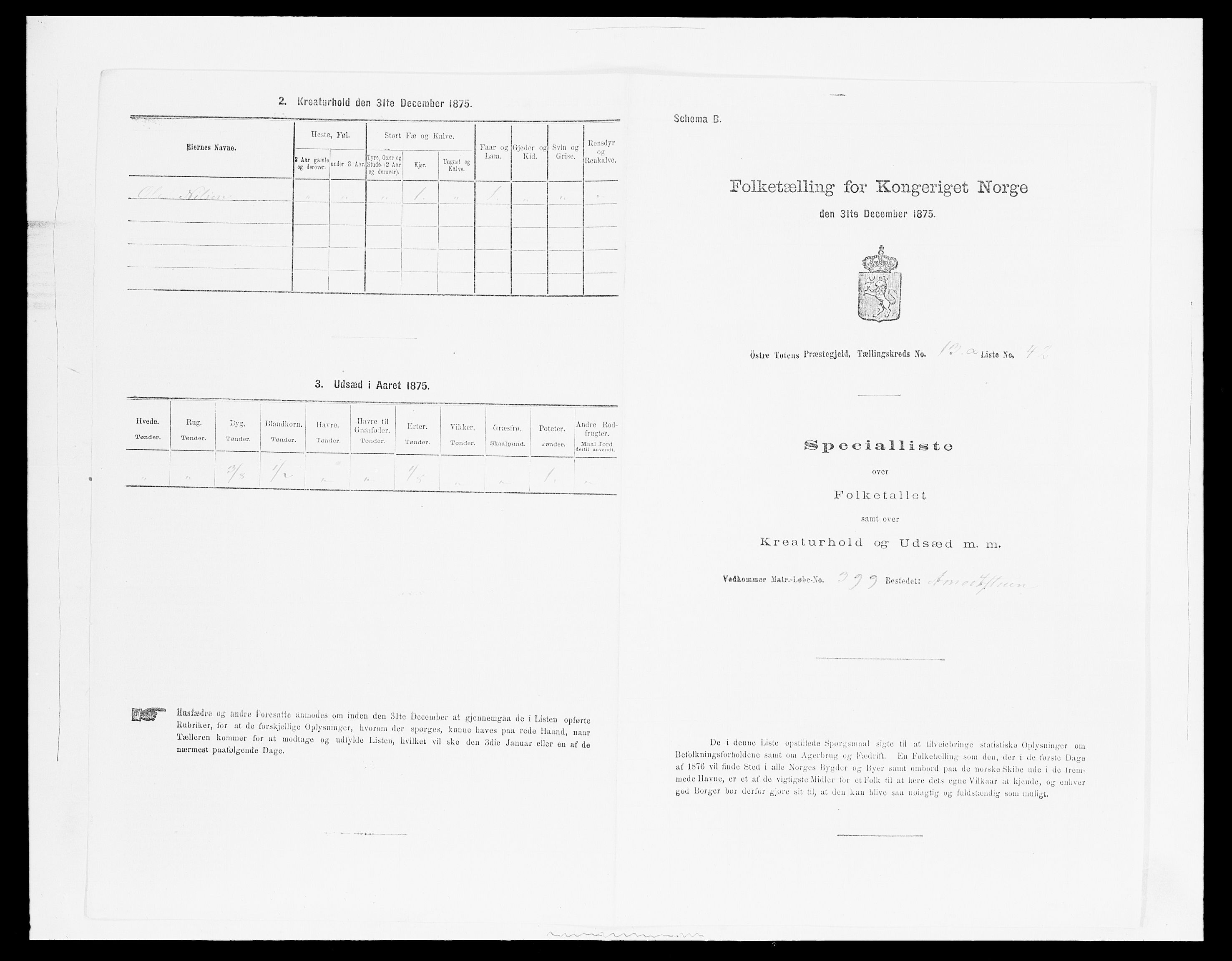 SAH, Folketelling 1875 for 0528P Østre Toten prestegjeld, 1875, s. 2473