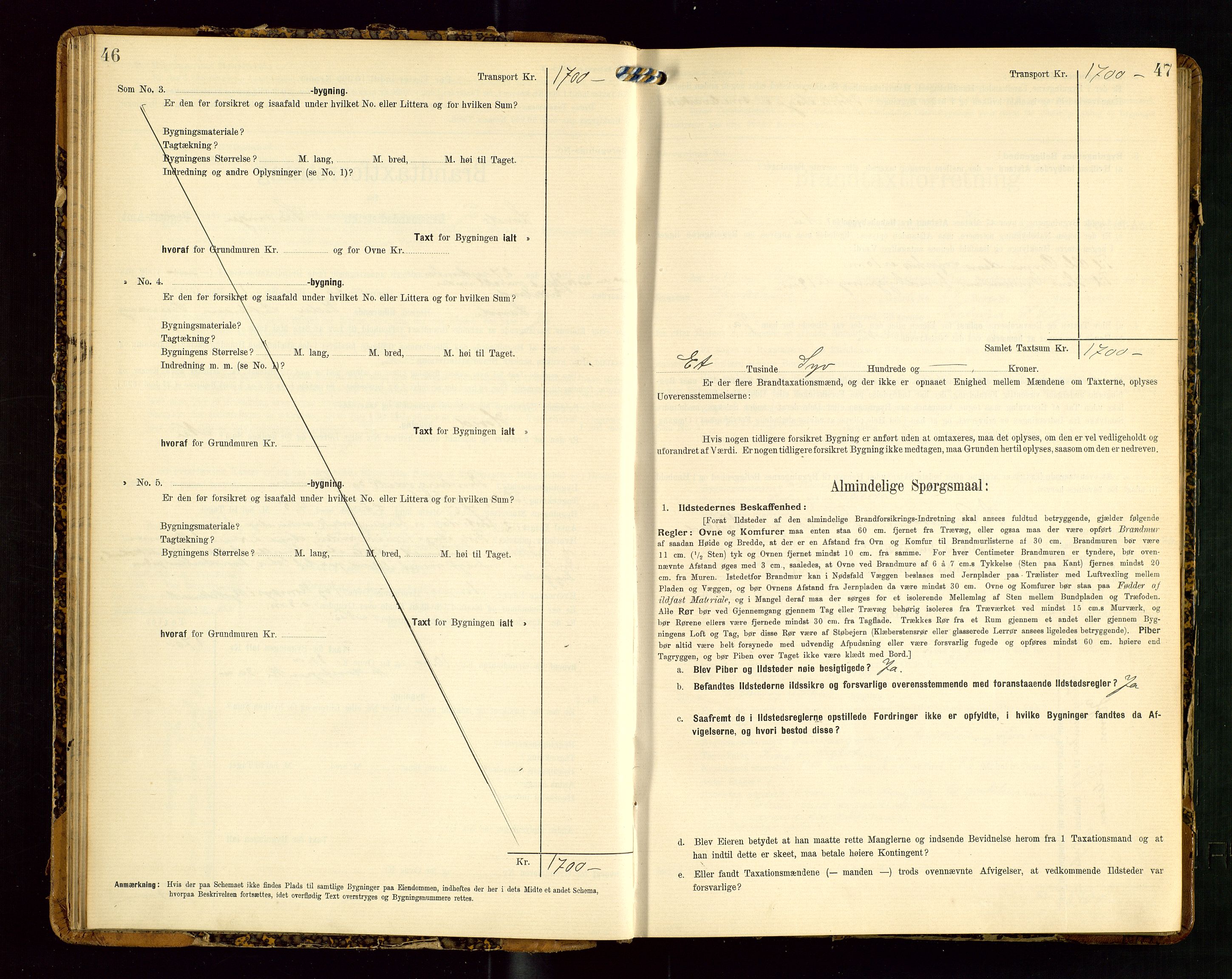 Lund lensmannskontor, AV/SAST-A-100303/Gob/L0002: "Brandtakstprotokol", 1908-1918, s. 46-47