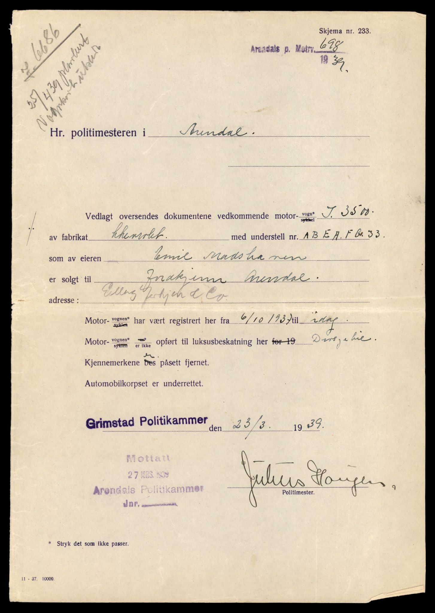 Møre og Romsdal vegkontor - Ålesund trafikkstasjon, AV/SAT-A-4099/F/Fe/L0023: Registreringskort for kjøretøy T 10695 - T 10809, 1927-1998, s. 526