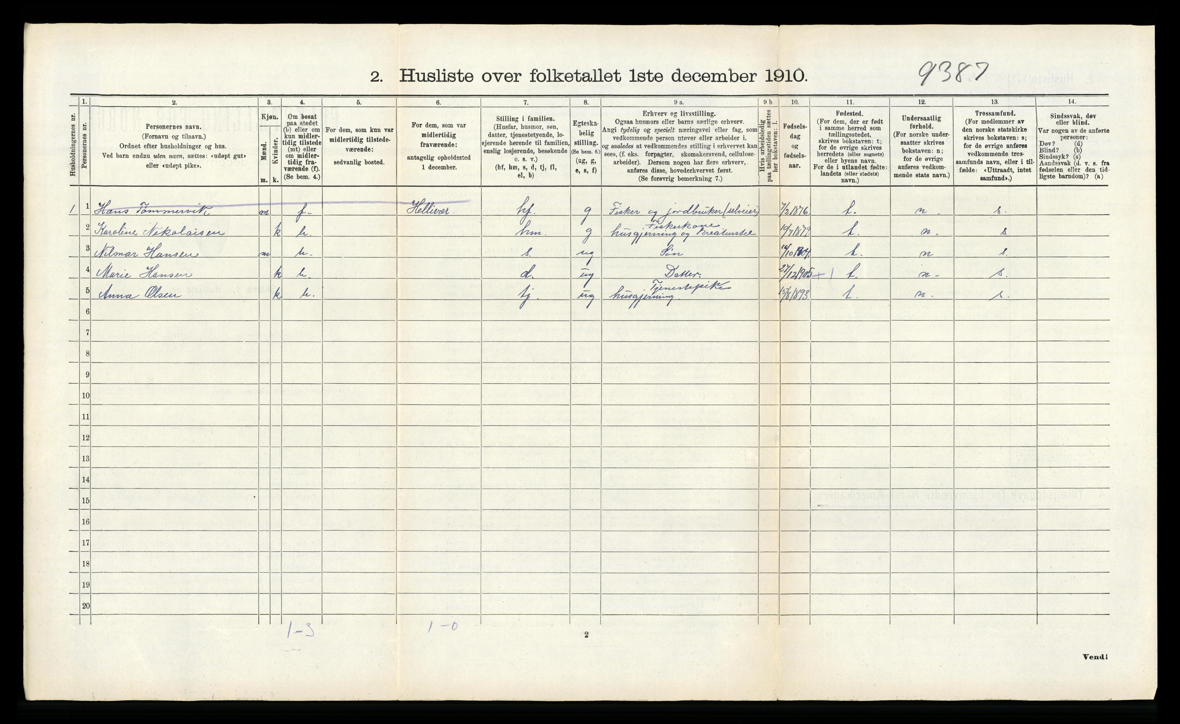 RA, Folketelling 1910 for 1821 Stamnes herred, 1910, s. 579