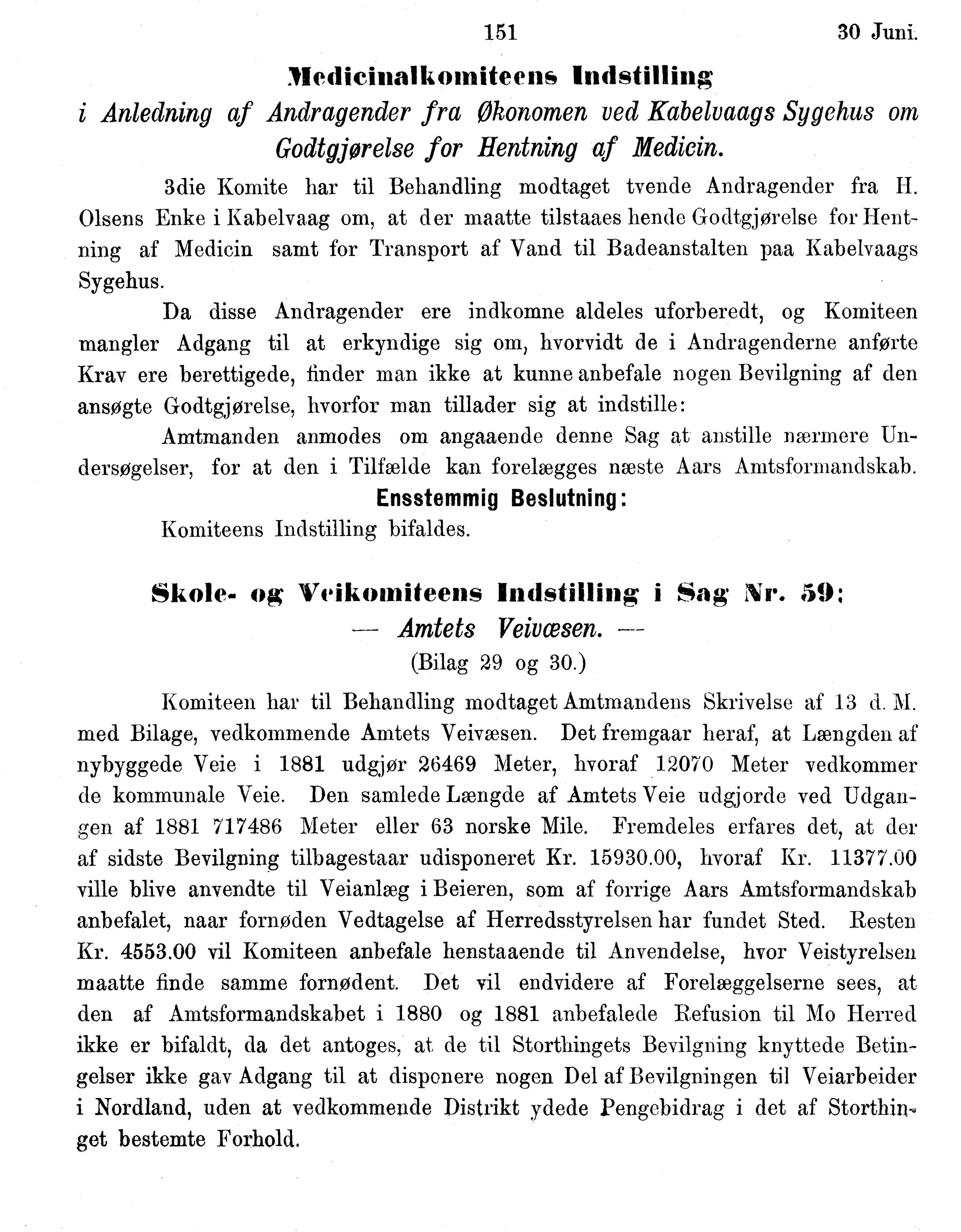 Nordland Fylkeskommune. Fylkestinget, AIN/NFK-17/176/A/Ac/L0014: Fylkestingsforhandlinger 1881-1885, 1881-1885