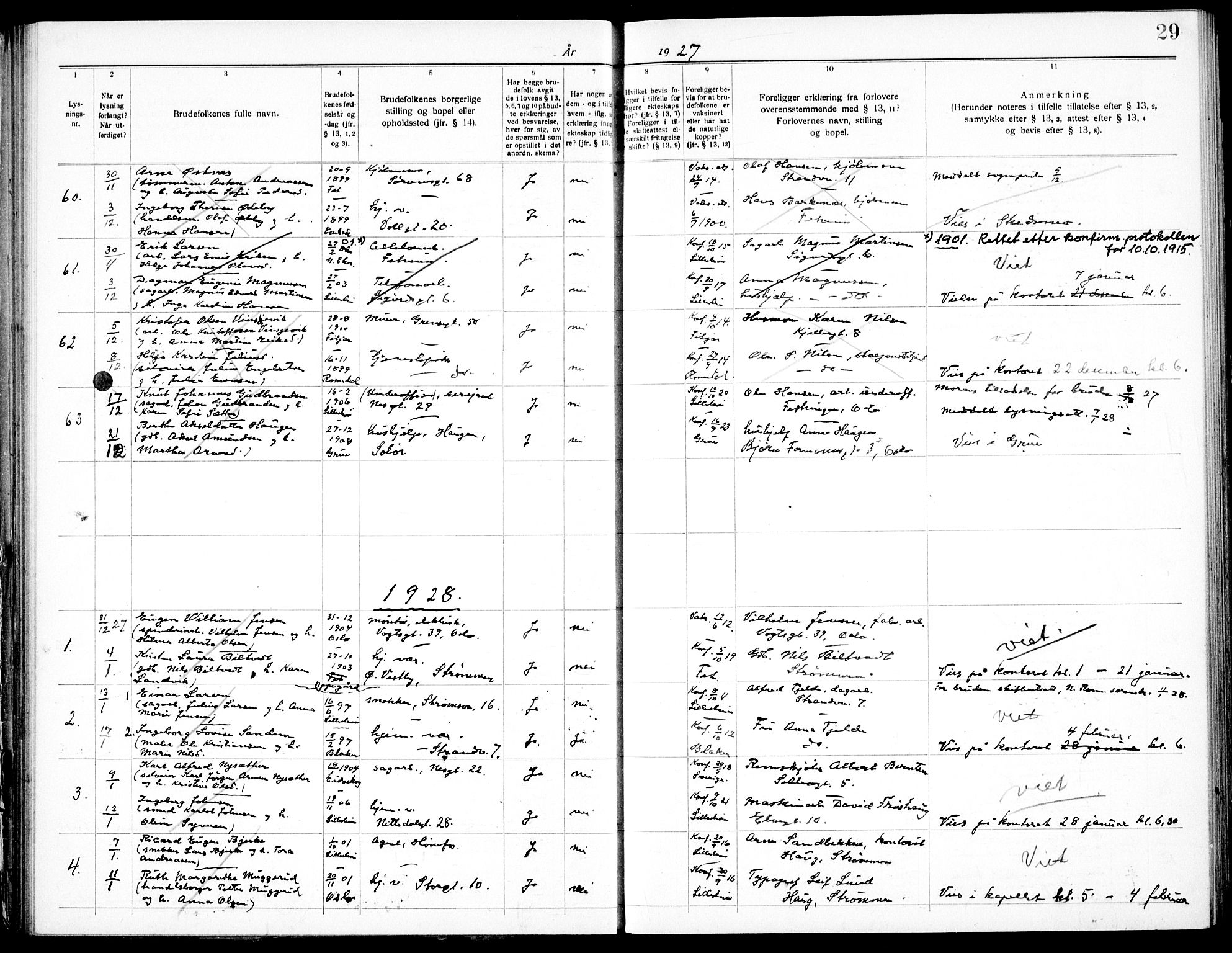 Skedsmo prestekontor Kirkebøker, SAO/A-10033a/H/Hc/L0001: Lysningsprotokoll nr. III 1, 1919-1938, s. 29