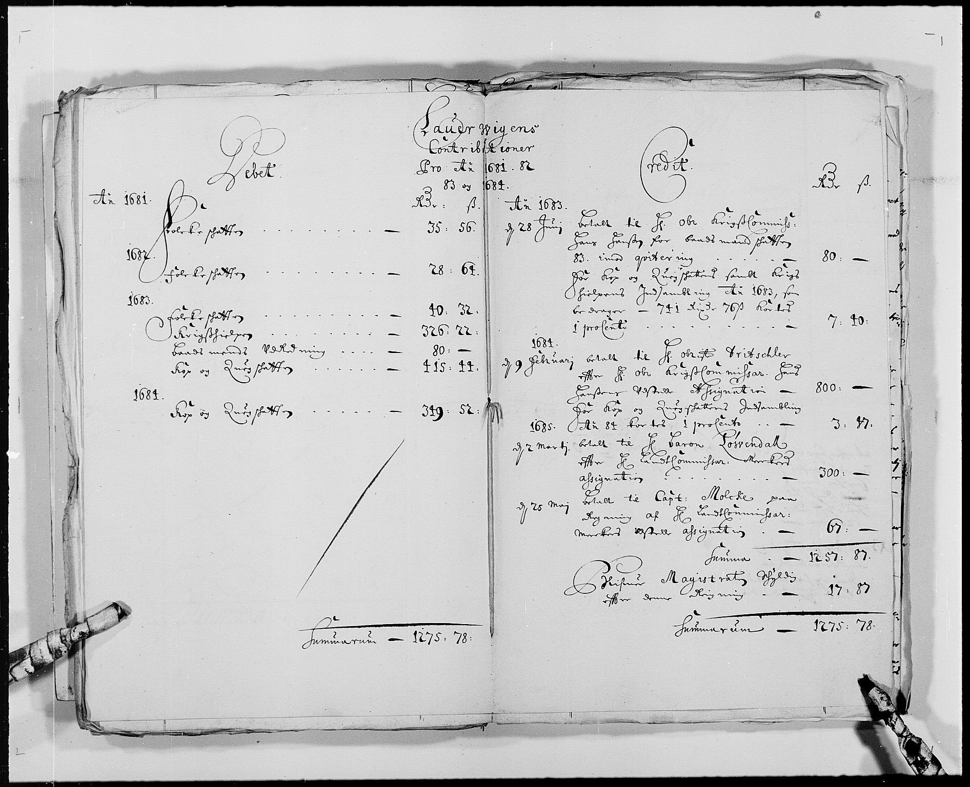 Rentekammeret inntil 1814, Reviderte regnskaper, Byregnskaper, AV/RA-EA-4066/R/Ri/L0177: [I1] Kontribusjonsregnskap, 1675-1689, s. 483