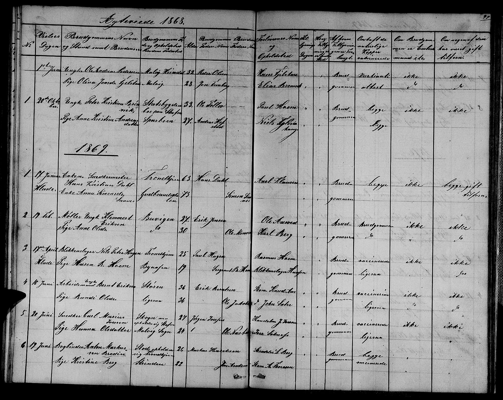 Ministerialprotokoller, klokkerbøker og fødselsregistre - Sør-Trøndelag, AV/SAT-A-1456/611/L0353: Klokkerbok nr. 611C01, 1854-1881, s. 97