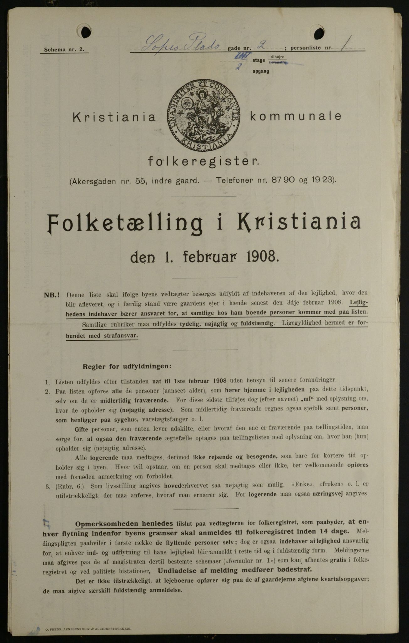 OBA, Kommunal folketelling 1.2.1908 for Kristiania kjøpstad, 1908, s. 89557