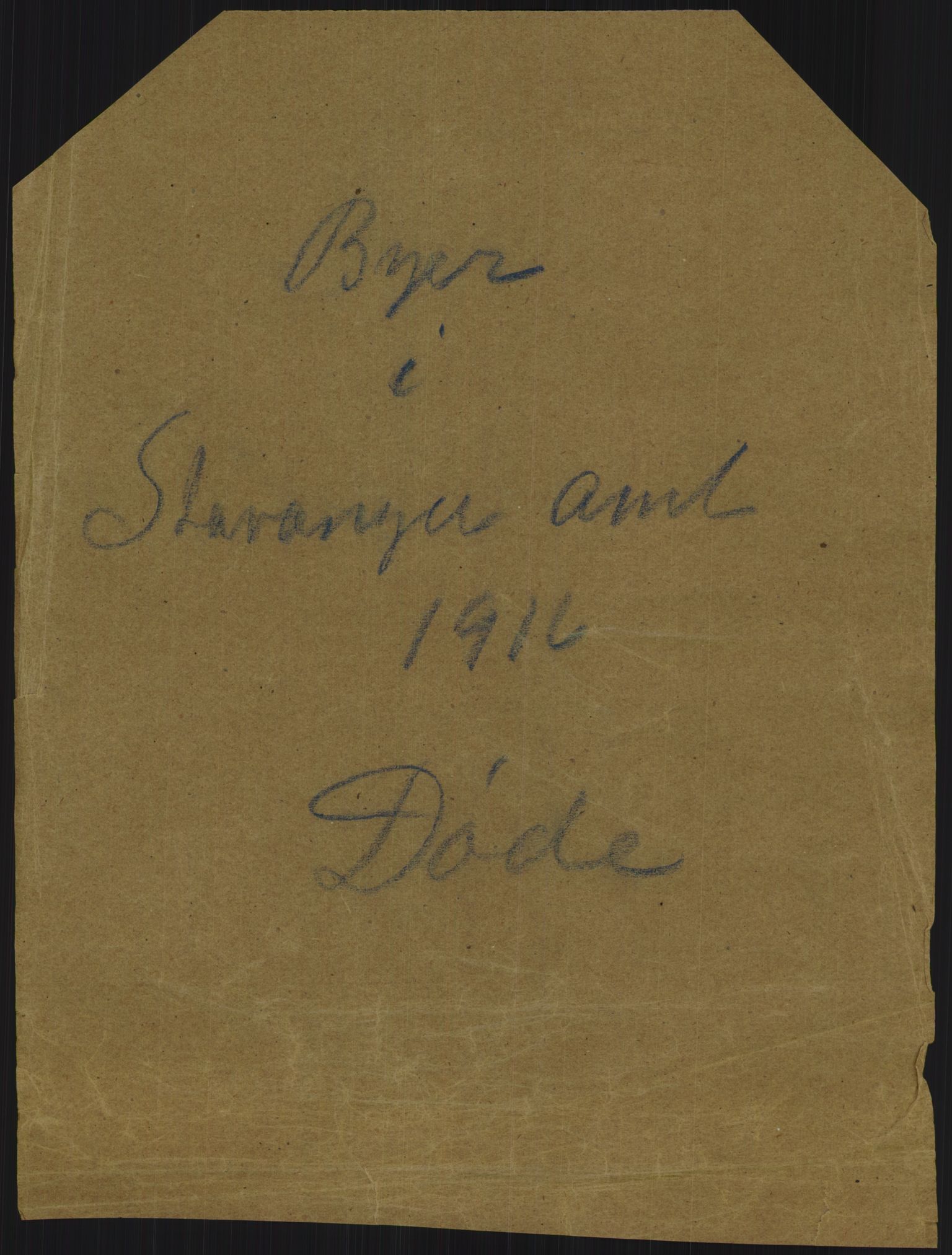 Statistisk sentralbyrå, Sosiodemografiske emner, Befolkning, AV/RA-S-2228/D/Df/Dfb/Dfbf/L0032: Stavanger amt: Døde. Bygder og byer., 1916, s. 1