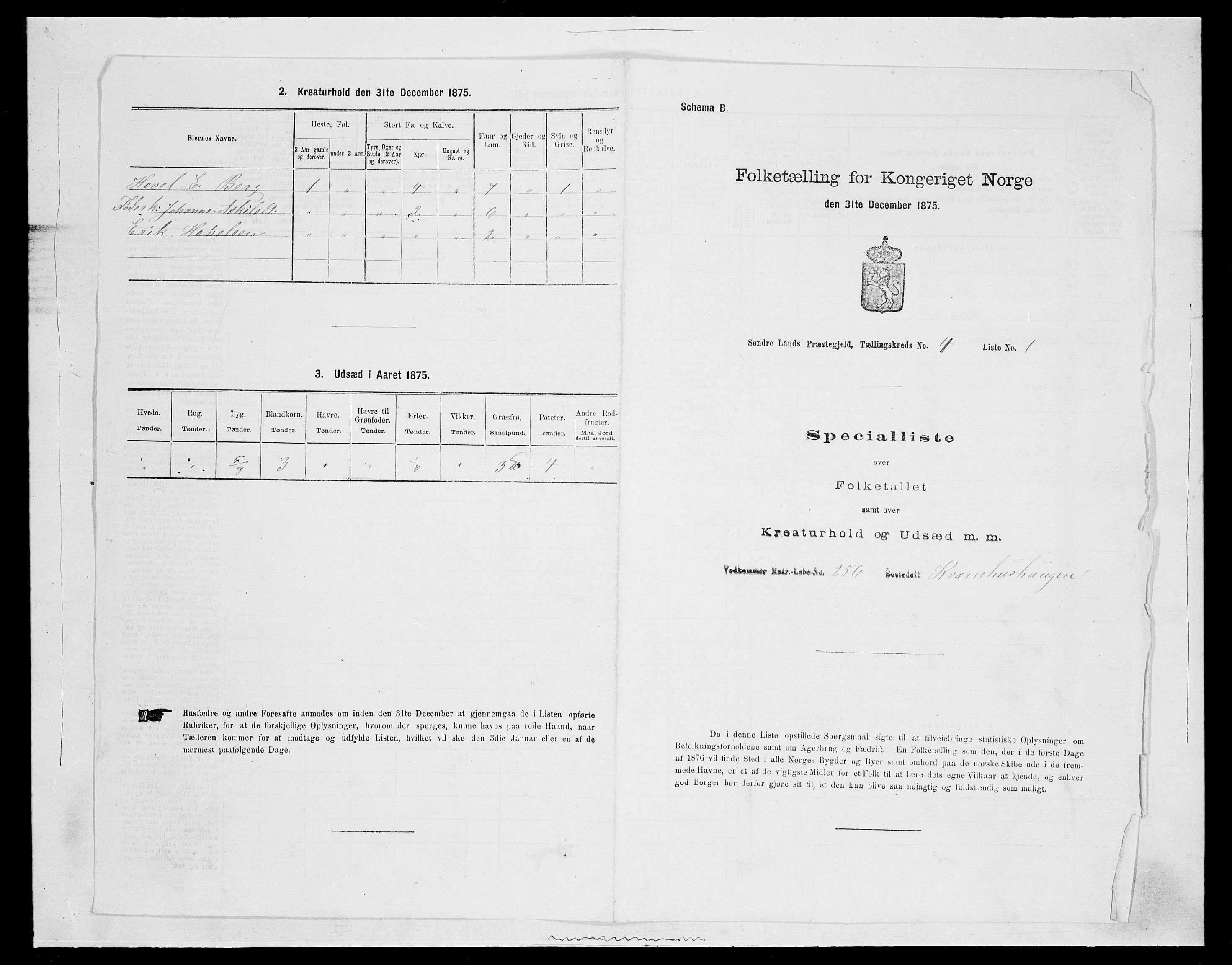 SAH, Folketelling 1875 for 0536P Søndre Land prestegjeld, 1875, s. 545