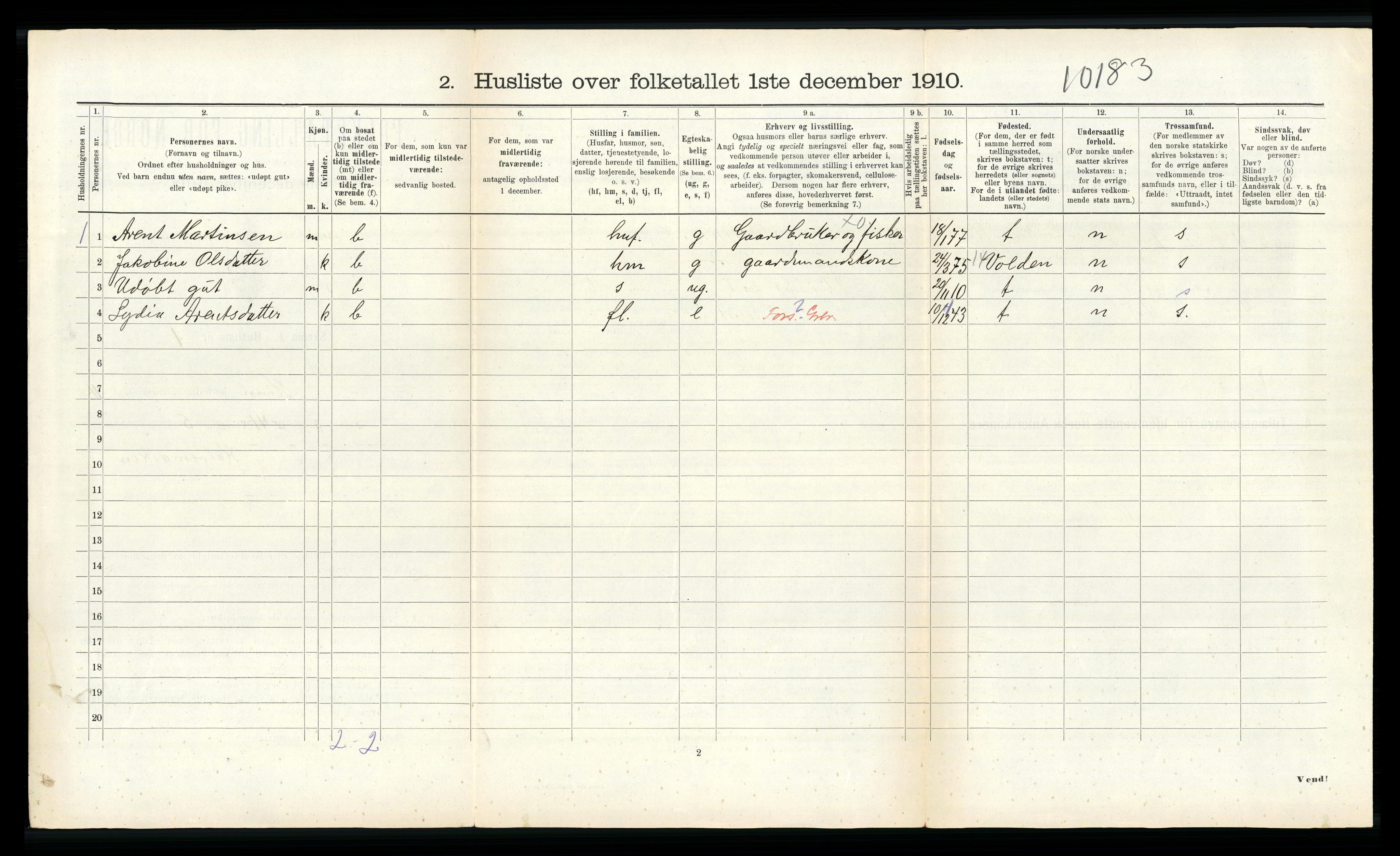 RA, Folketelling 1910 for 1437 Kinn herred, 1910, s. 643
