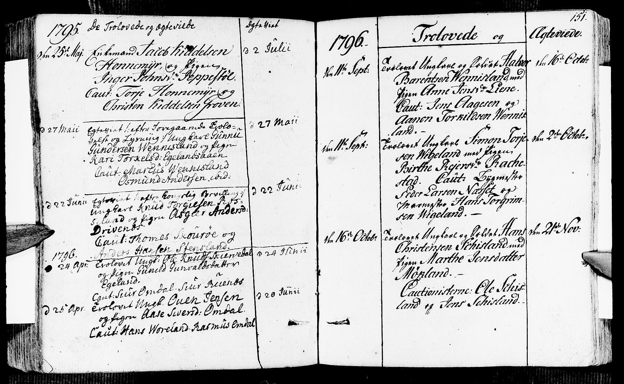 Vennesla sokneprestkontor, SAK/1111-0045/Fa/Fab/L0002: Ministerialbok nr. A 2, 1794-1834, s. 151