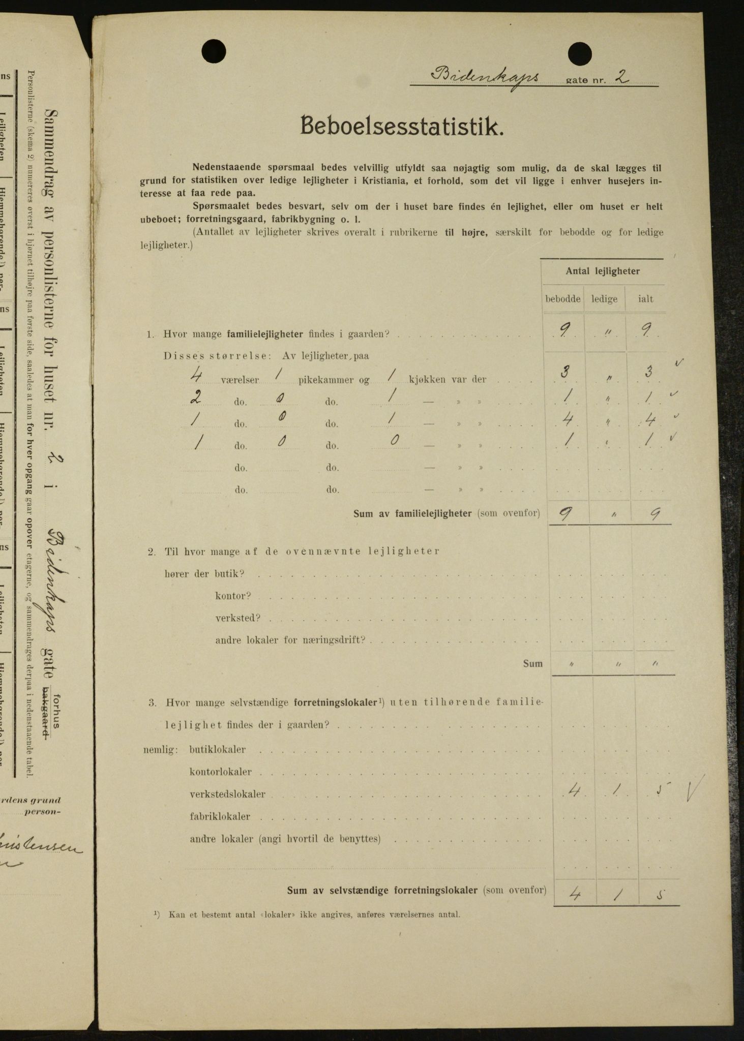 OBA, Kommunal folketelling 1.2.1909 for Kristiania kjøpstad, 1909, s. 4373