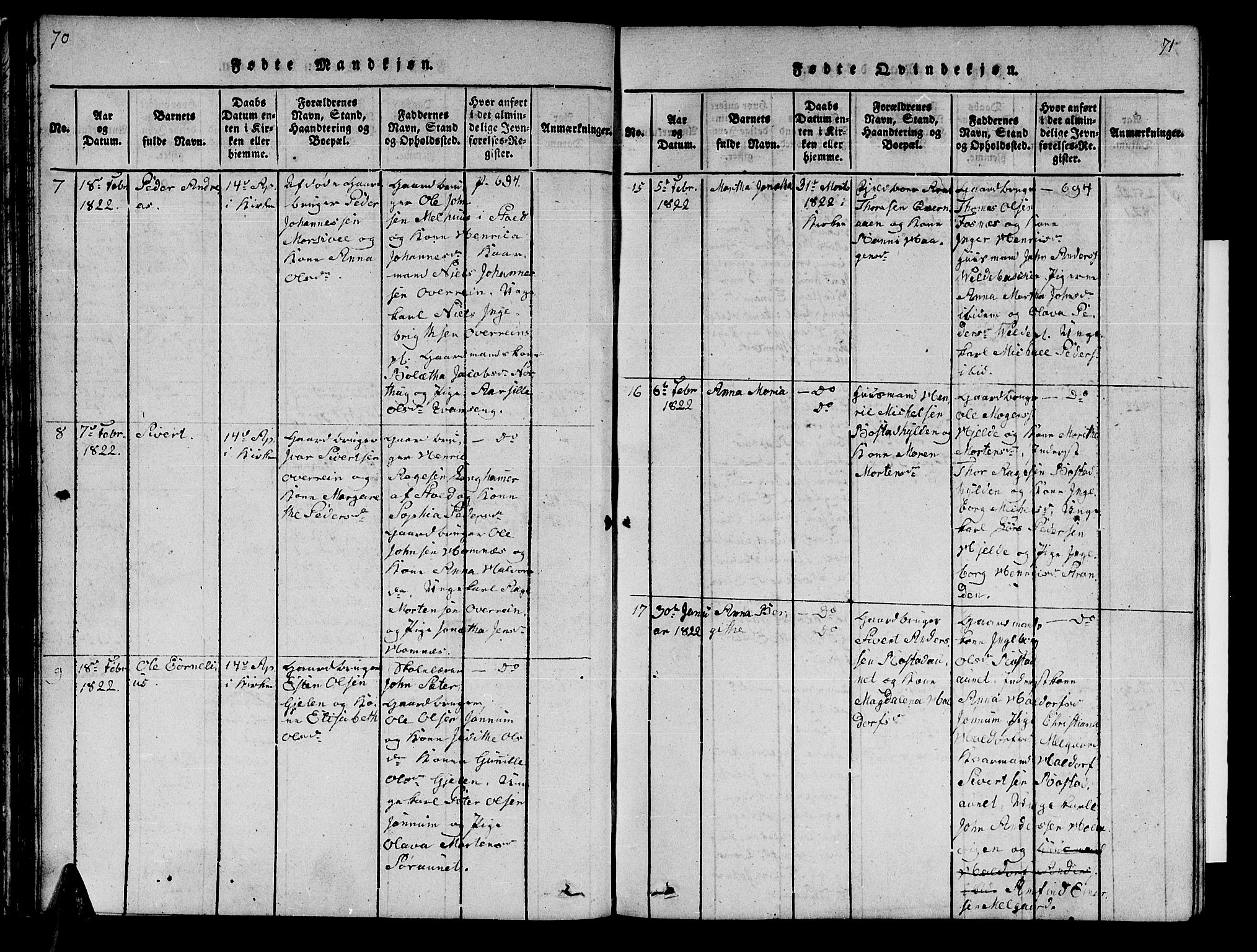 Ministerialprotokoller, klokkerbøker og fødselsregistre - Nord-Trøndelag, SAT/A-1458/741/L0400: Klokkerbok nr. 741C01, 1817-1825, s. 70-71