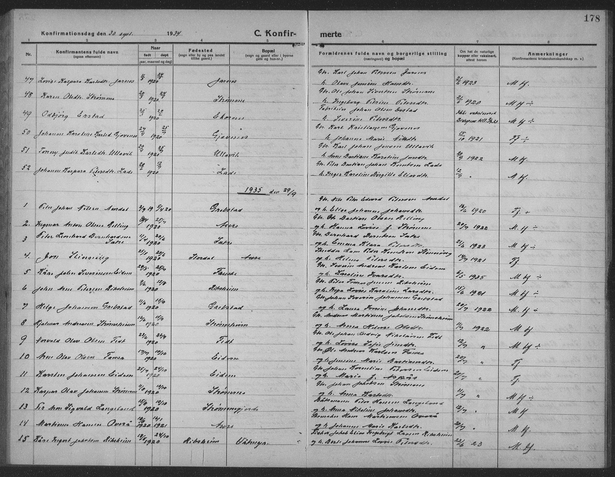 Ministerialprotokoller, klokkerbøker og fødselsregistre - Møre og Romsdal, SAT/A-1454/523/L0342: Klokkerbok nr. 523C05, 1916-1937, s. 178