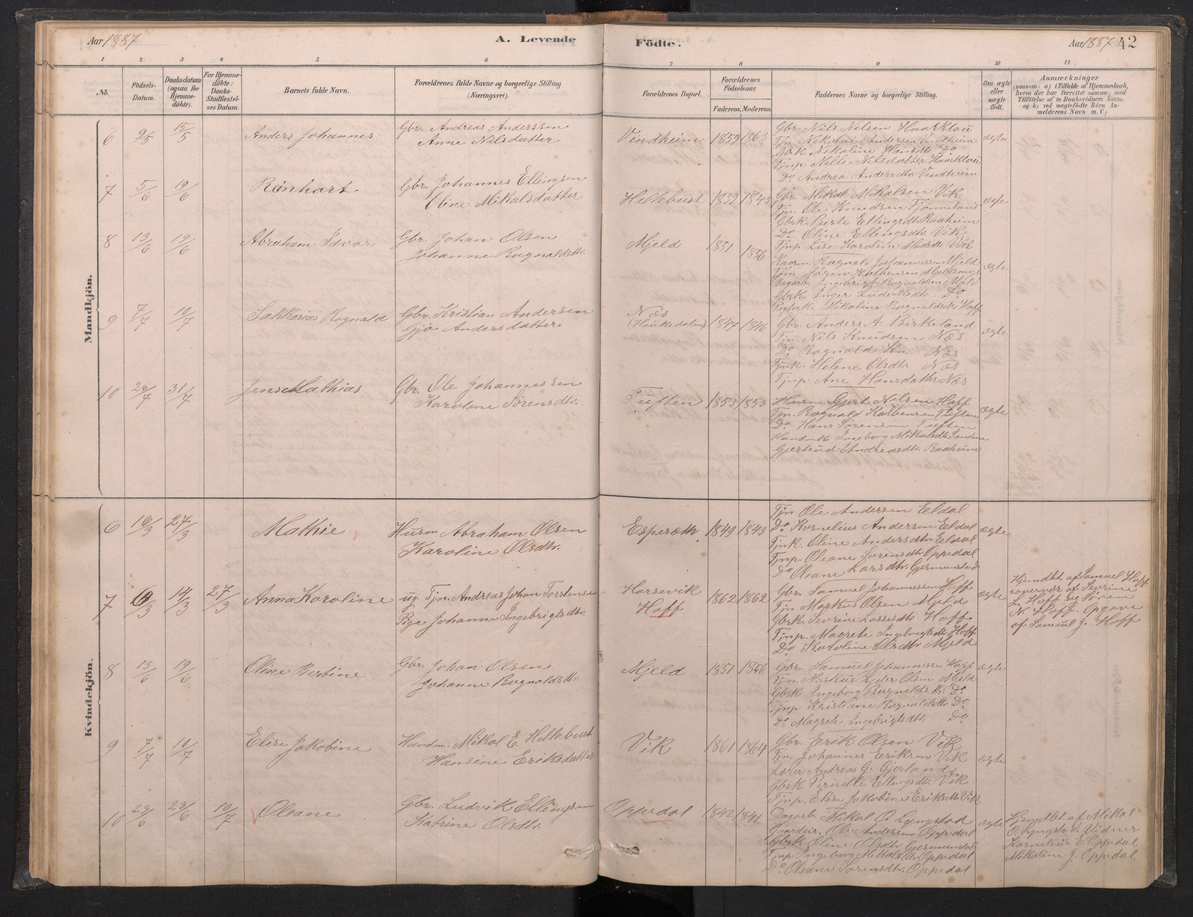 Gaular sokneprestembete, AV/SAB-A-80001/H/Hab: Klokkerbok nr. C 3, 1878-1897, s. 41b-42a