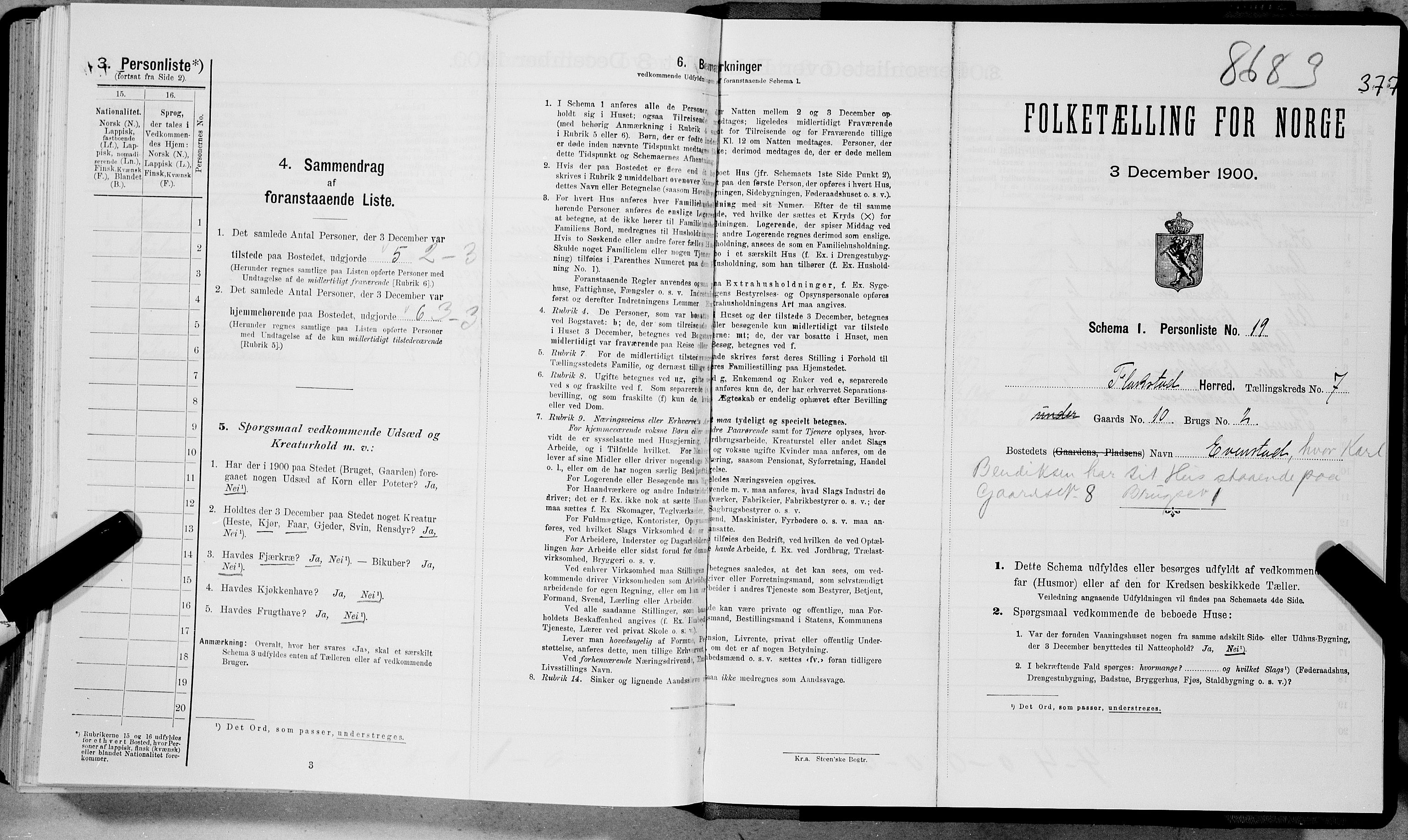 SAT, Folketelling 1900 for 1859 Flakstad herred, 1900, s. 867