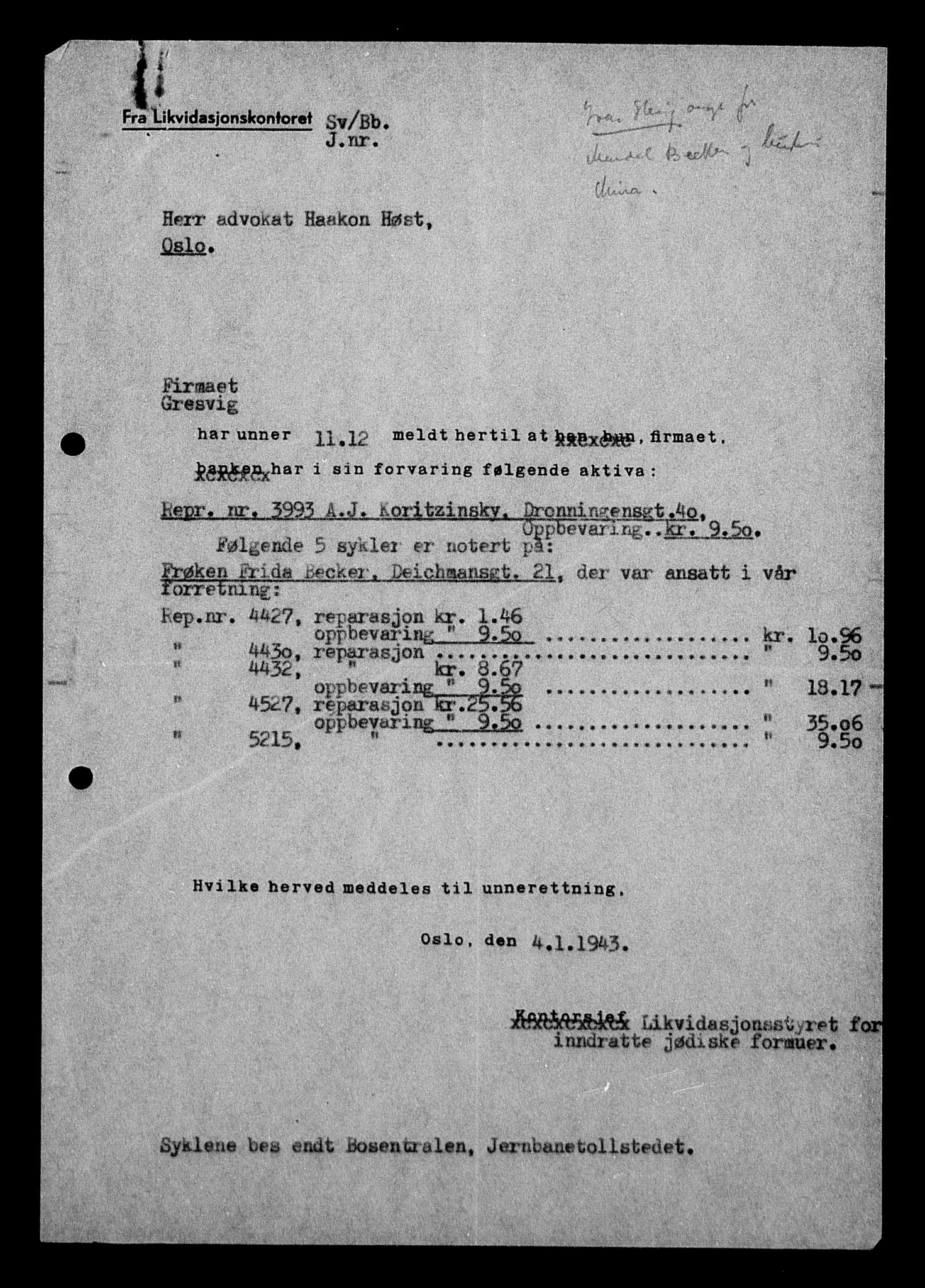 Justisdepartementet, Tilbakeføringskontoret for inndratte formuer, AV/RA-S-1564/H/Hc/Hcc/L0919: --, 1945-1947, s. 349