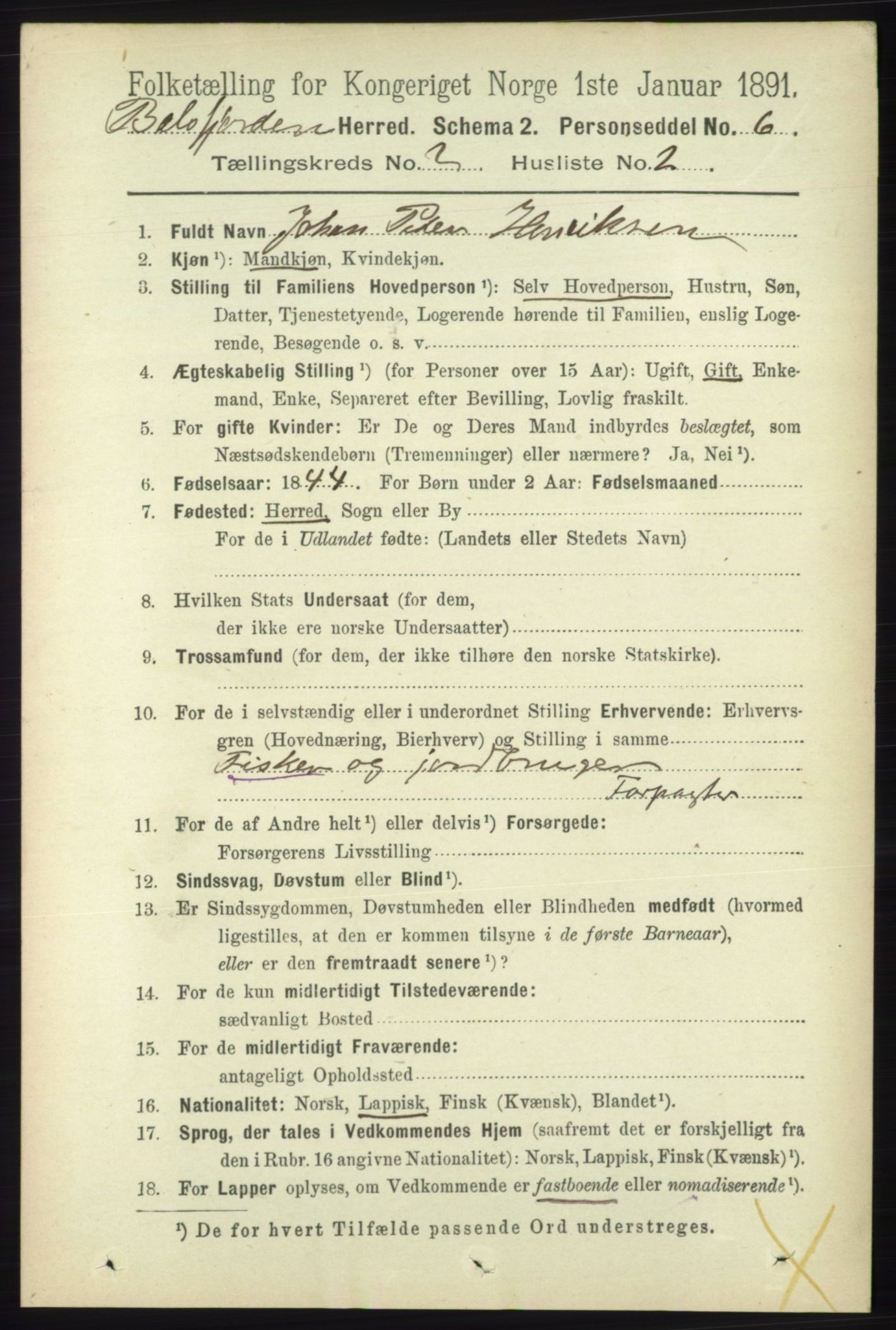 RA, Folketelling 1891 for 1933 Balsfjord herred, 1891, s. 534
