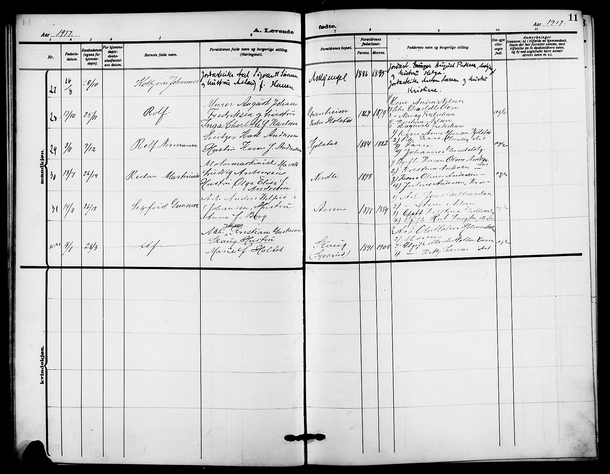 Ås prestekontor Kirkebøker, AV/SAO-A-10894/G/Ga/L0005: Klokkerbok nr. I 5, 1916-1924, s. 11