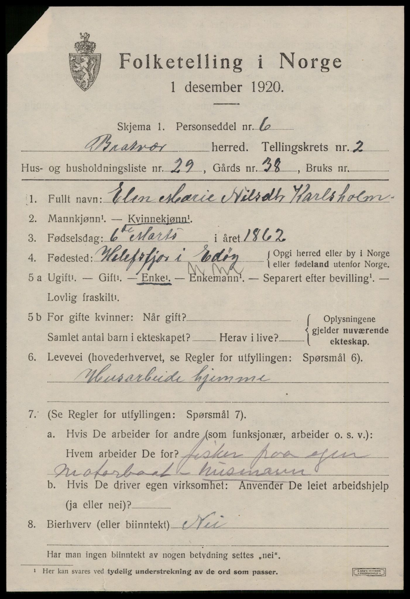 SAT, Folketelling 1920 for 1574 Brattvær herred, 1920, s. 1158