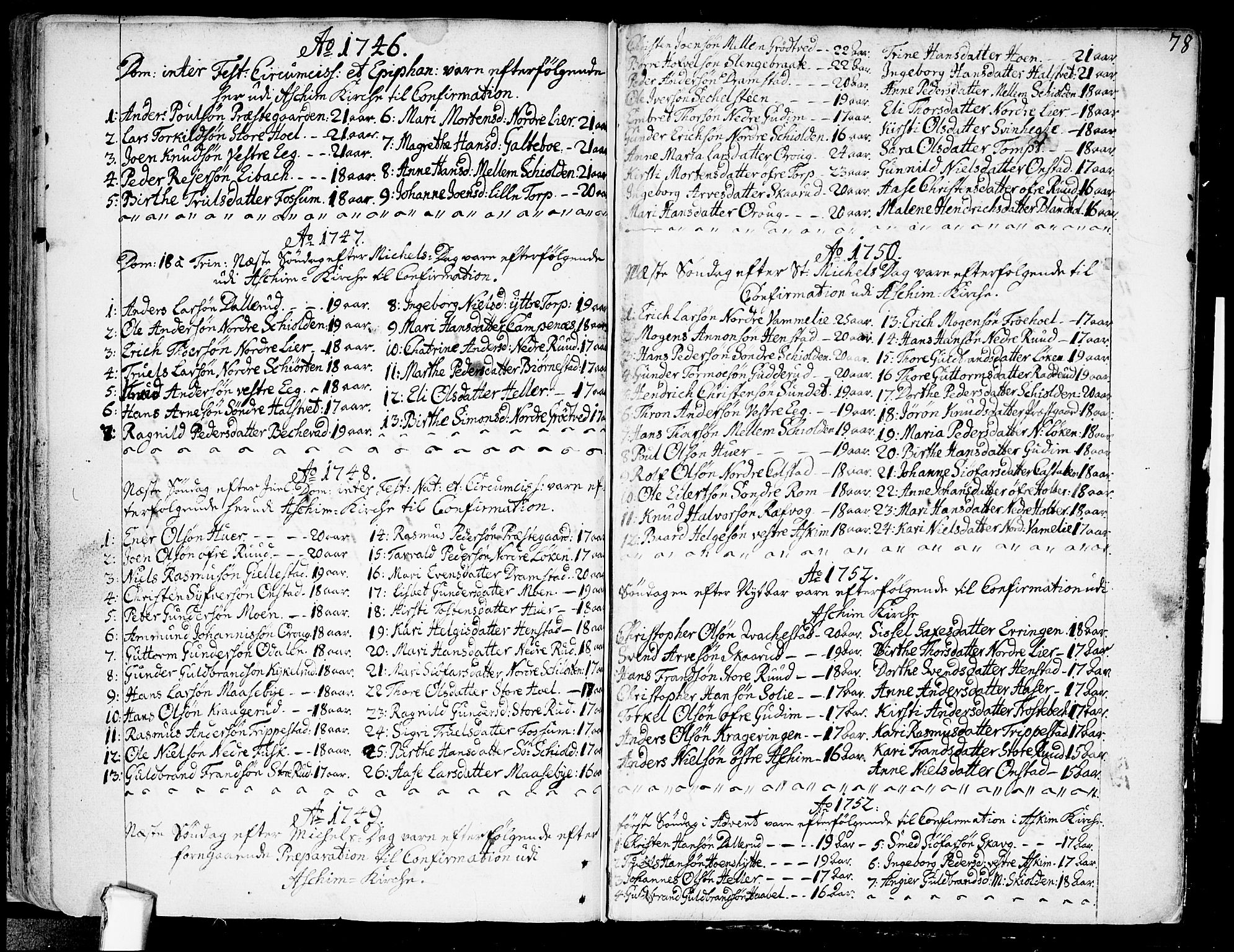Askim prestekontor Kirkebøker, SAO/A-10900/F/Fa/L0001: Ministerialbok nr. 1, 1733-1757, s. 78