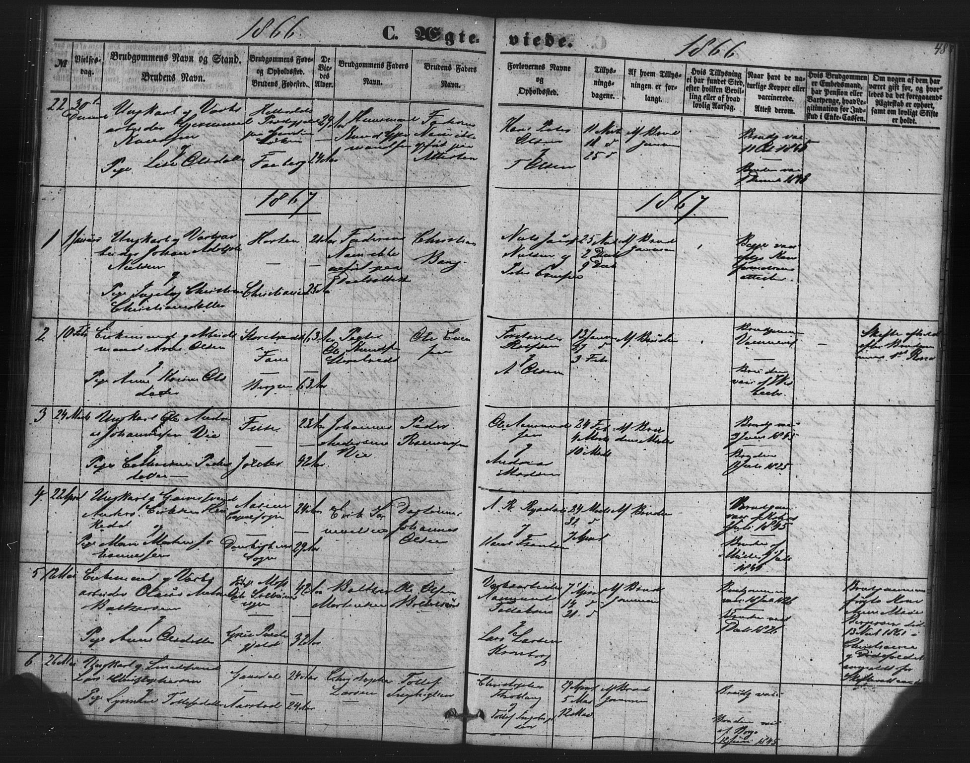 St. Jørgens hospital og Årstad sokneprestembete, AV/SAB-A-99934: Klokkerbok nr. A 7, 1854-1886, s. 48