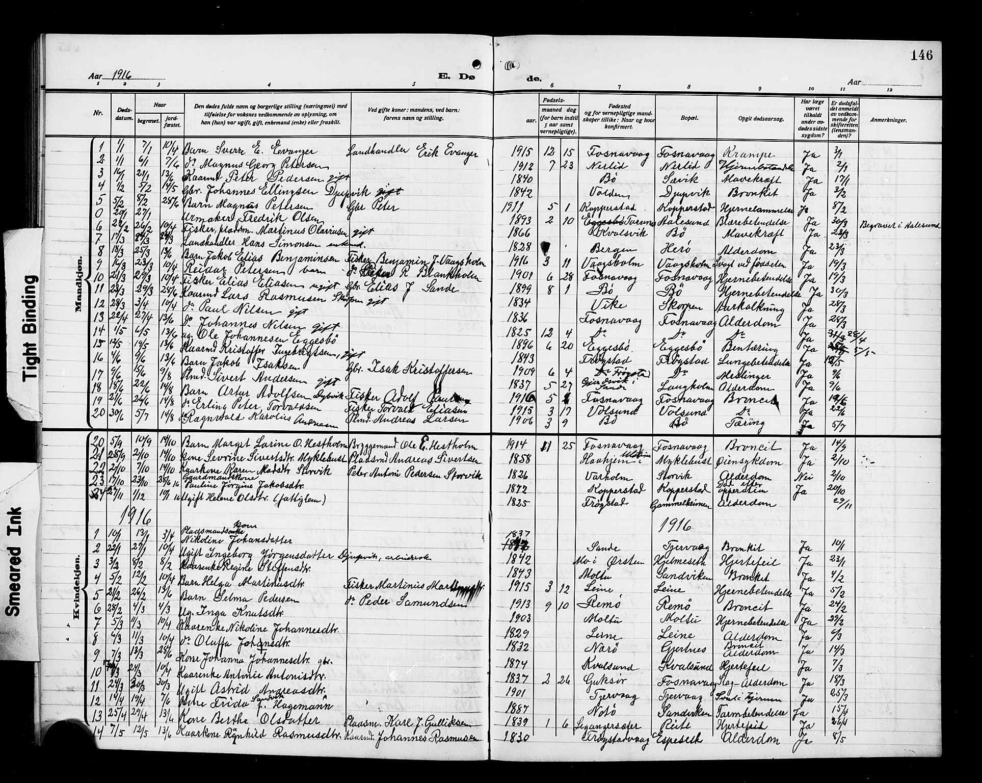 Ministerialprotokoller, klokkerbøker og fødselsregistre - Møre og Romsdal, SAT/A-1454/507/L0083: Klokkerbok nr. 507C06, 1912-1919, s. 146