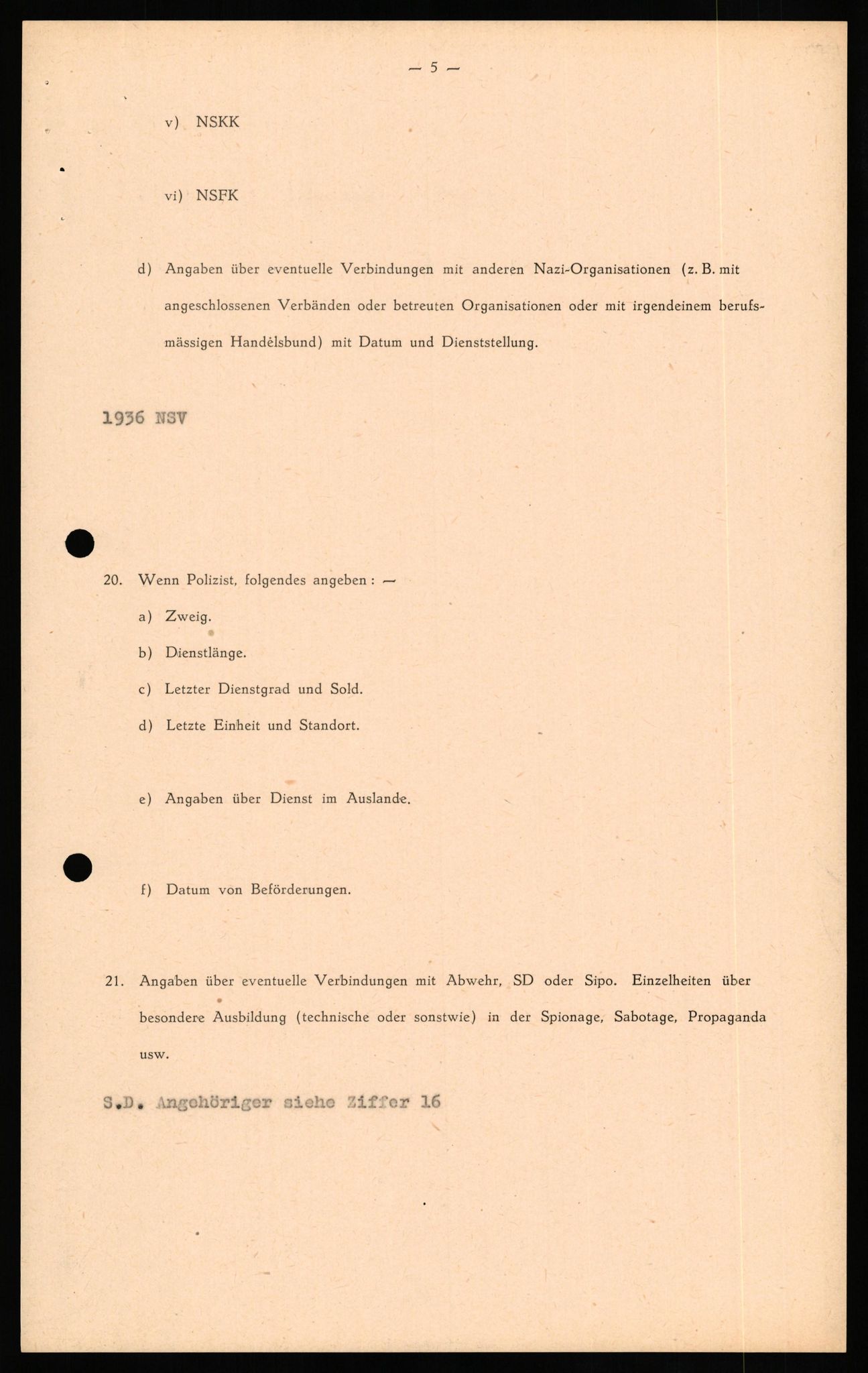 Forsvaret, Forsvarets overkommando II, RA/RAFA-3915/D/Db/L0029: CI Questionaires. Tyske okkupasjonsstyrker i Norge. Tyskere., 1945-1946, s. 350