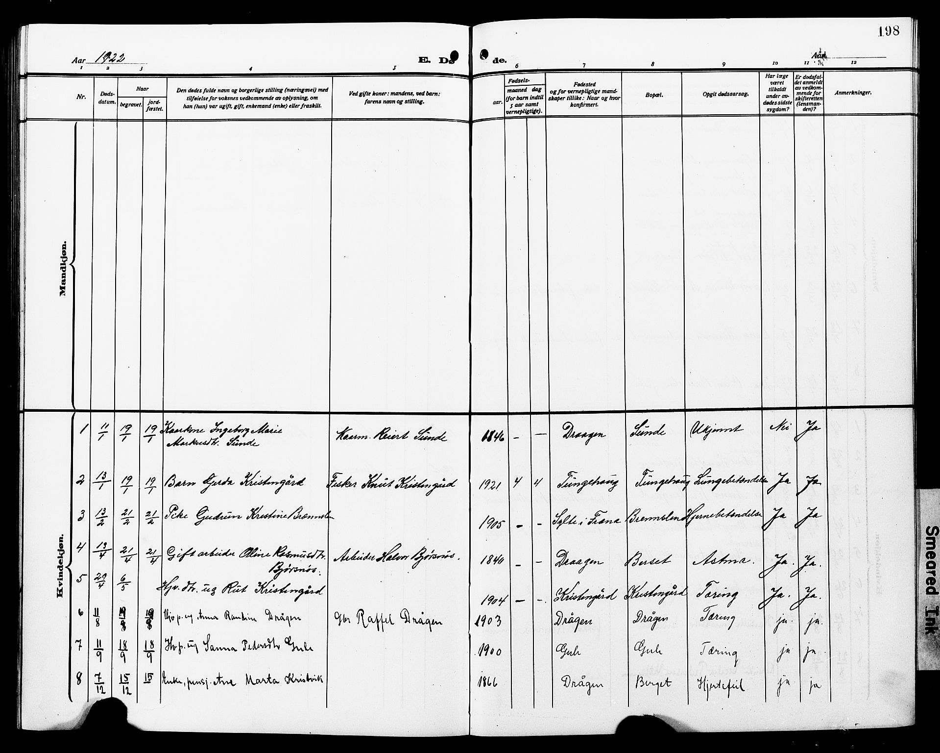 Ministerialprotokoller, klokkerbøker og fødselsregistre - Møre og Romsdal, AV/SAT-A-1454/566/L0774: Klokkerbok nr. 566C03, 1910-1929, s. 198